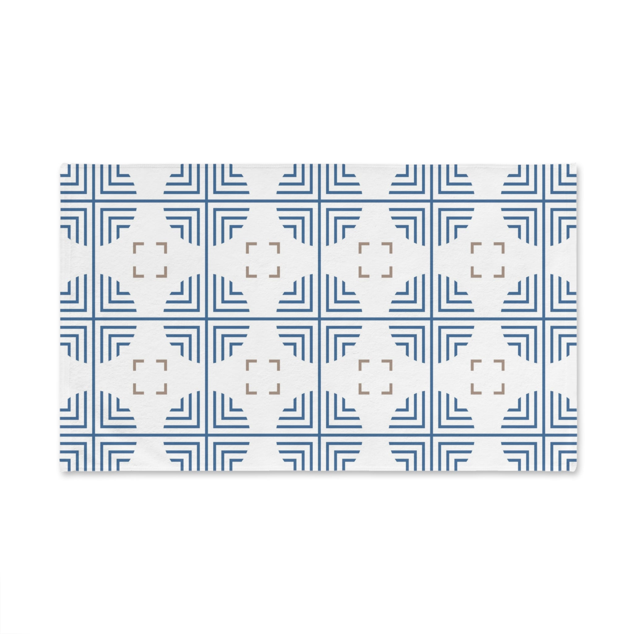 Kitchen, Bath Hand Towel | Art Deco Blue, White, Beige