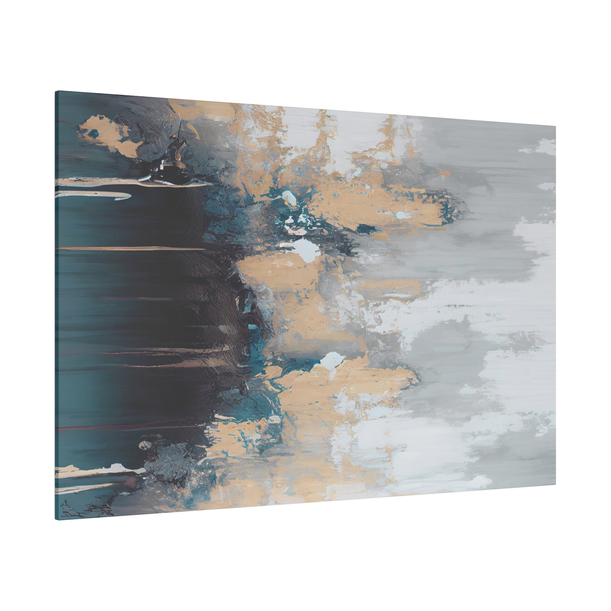 Canvas Wall Art | Earthy Beige Teal Navy Blue Wall Artwork