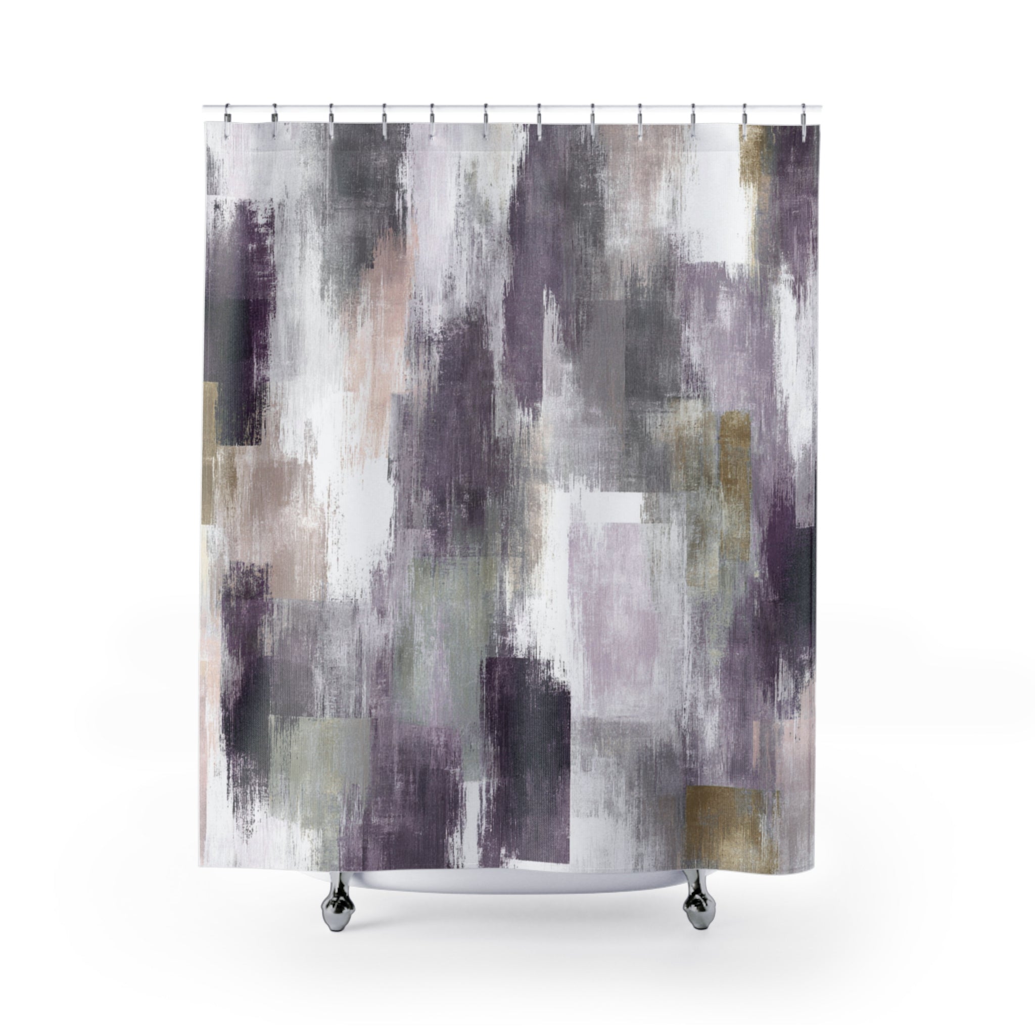 Abstract Shower Curtain | Purple Grey Watercolor
