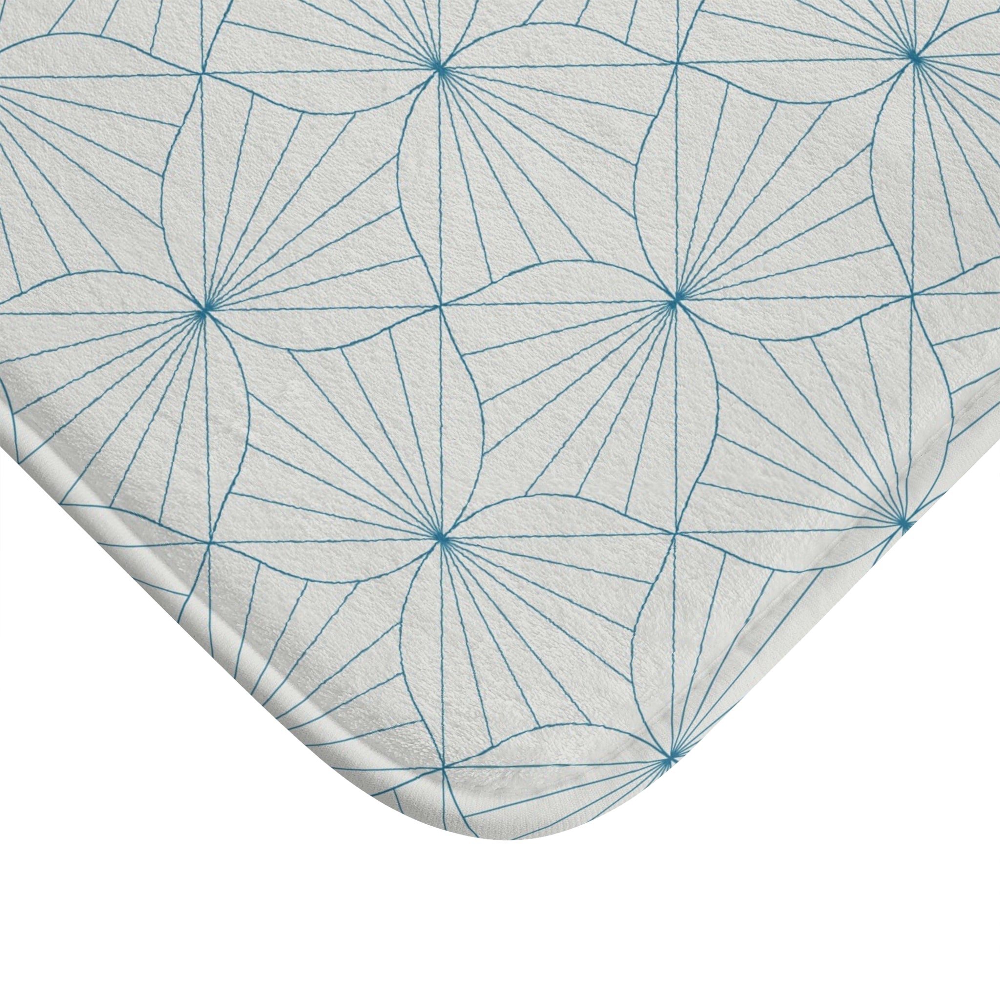 Boho Bath, Kitchen Mat | Art Deco Geometric Blue Grey