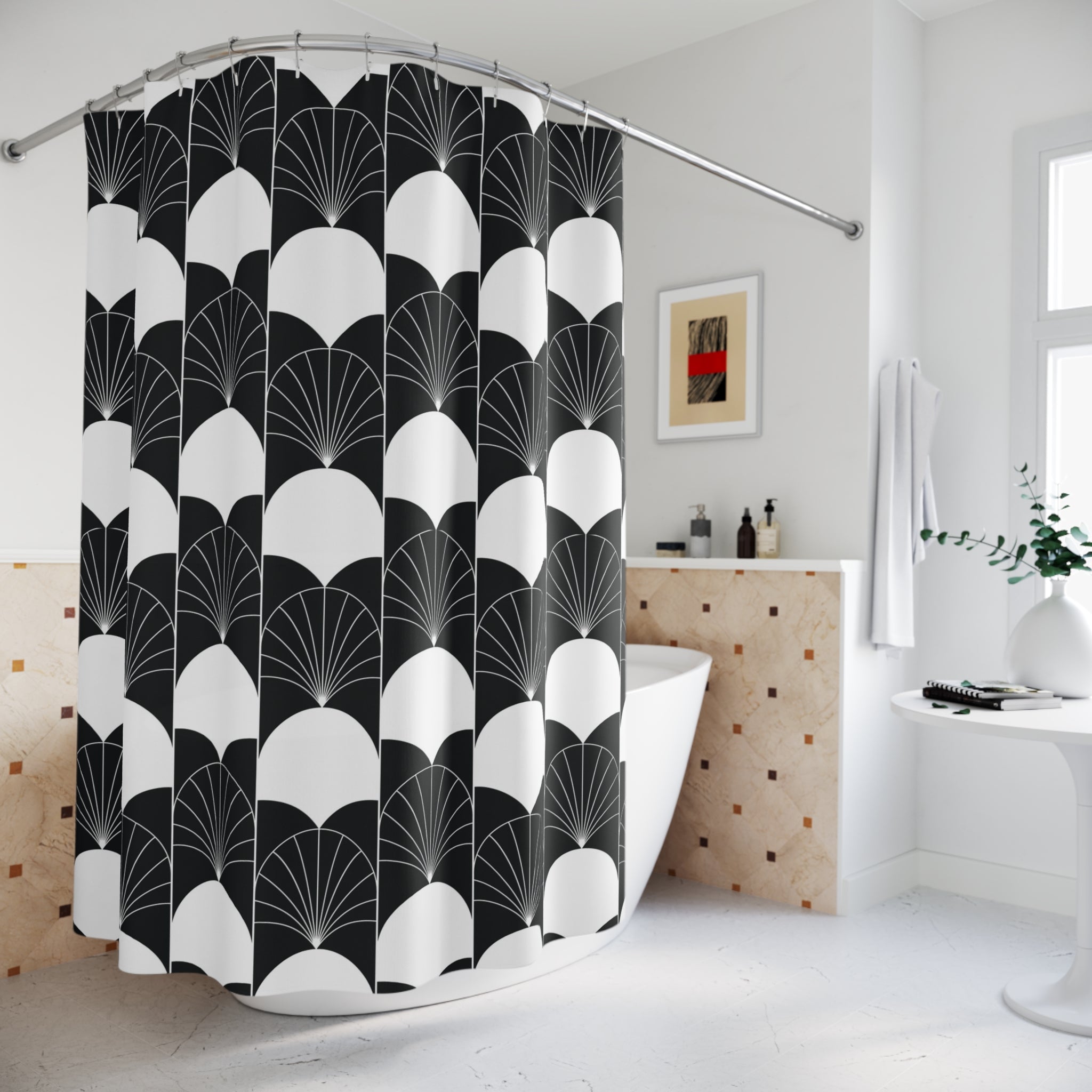 Art Deco Shower Curtain | Black White Bathroom Decor