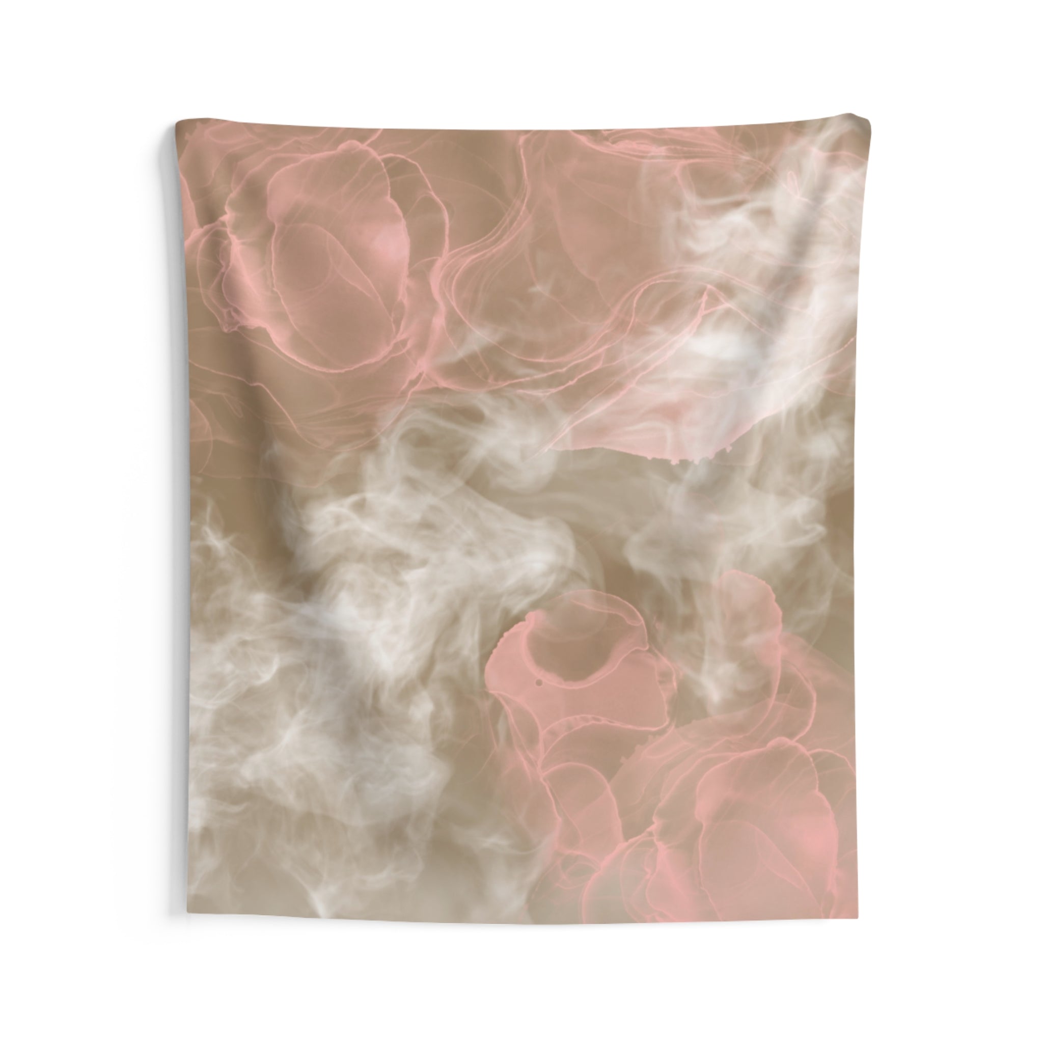 Abstract Wall Hanging Fabric Tapestry; Beige Pink Watercolor