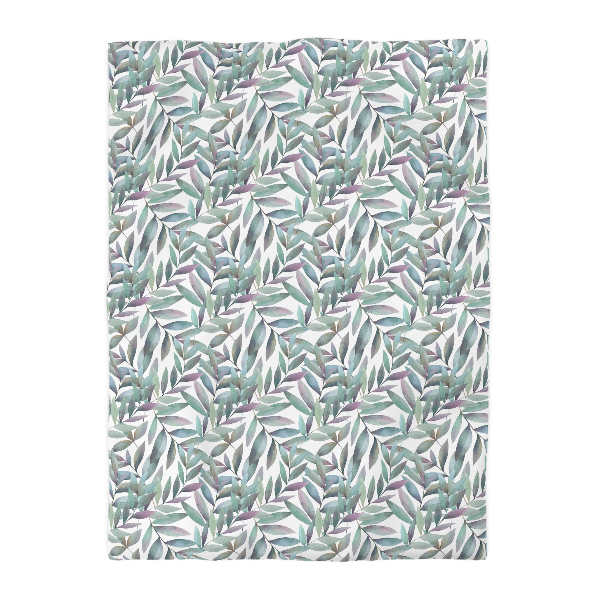 Floral Cotton Duvet, Pillow Cover | Teal Green Blue Leaves Bedroom Decor
