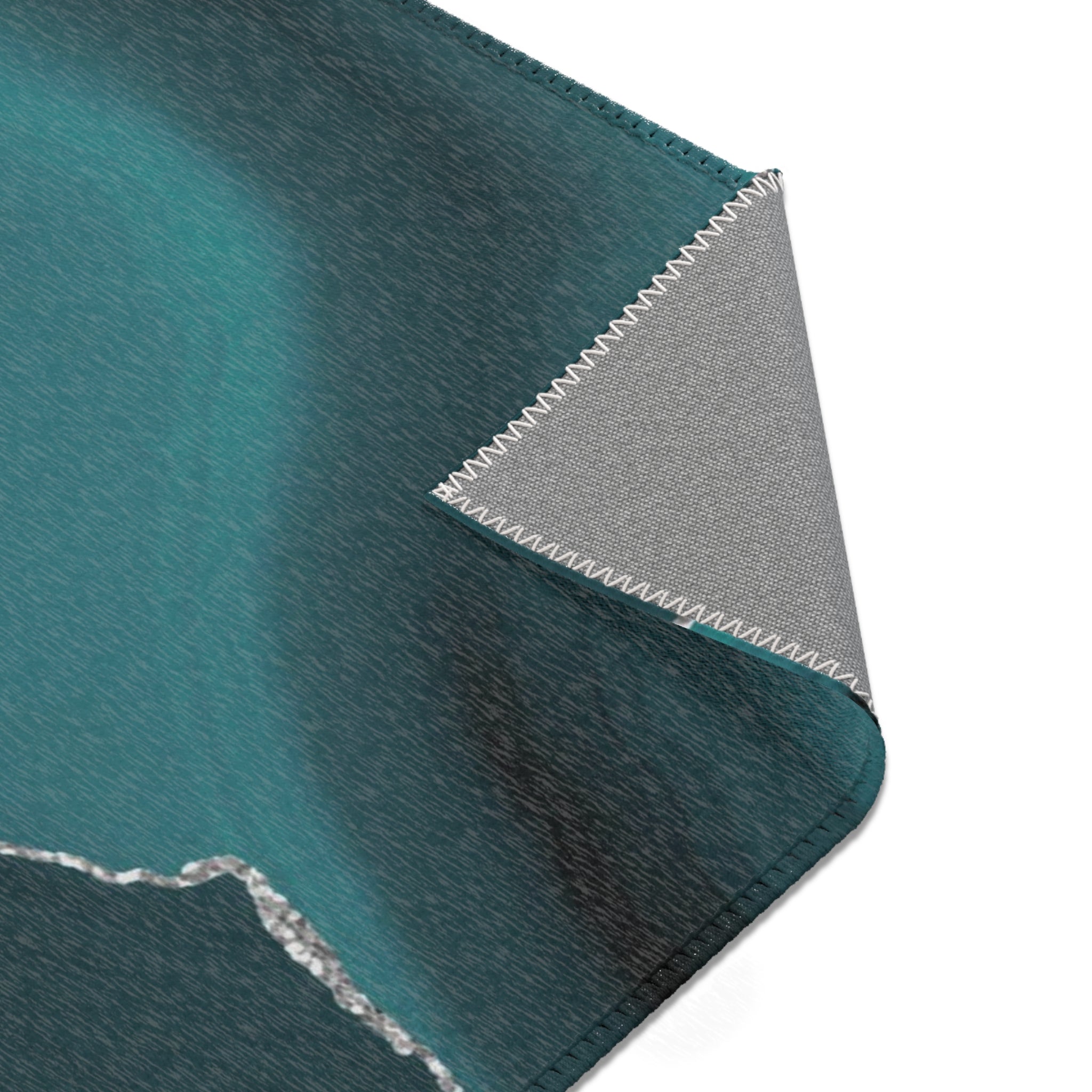 Abstract Large Area Rug | Sea Green, Silver Marble Print