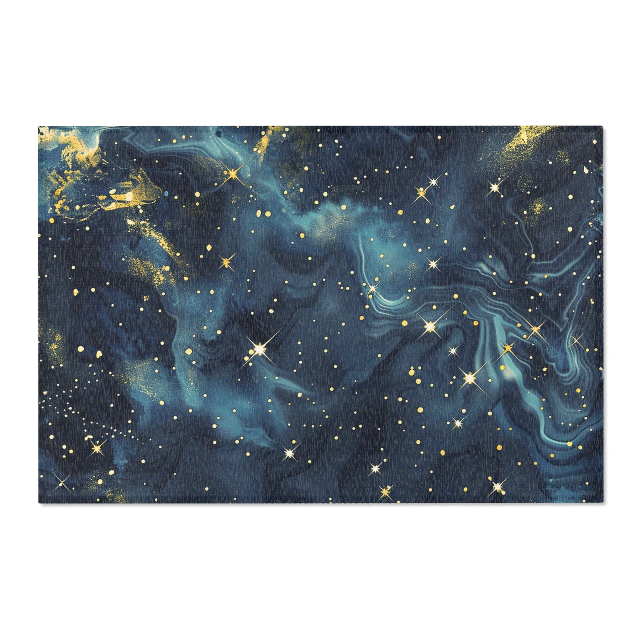 Abstract Area Rug | Celestial Sky Navy Blue Watercolor