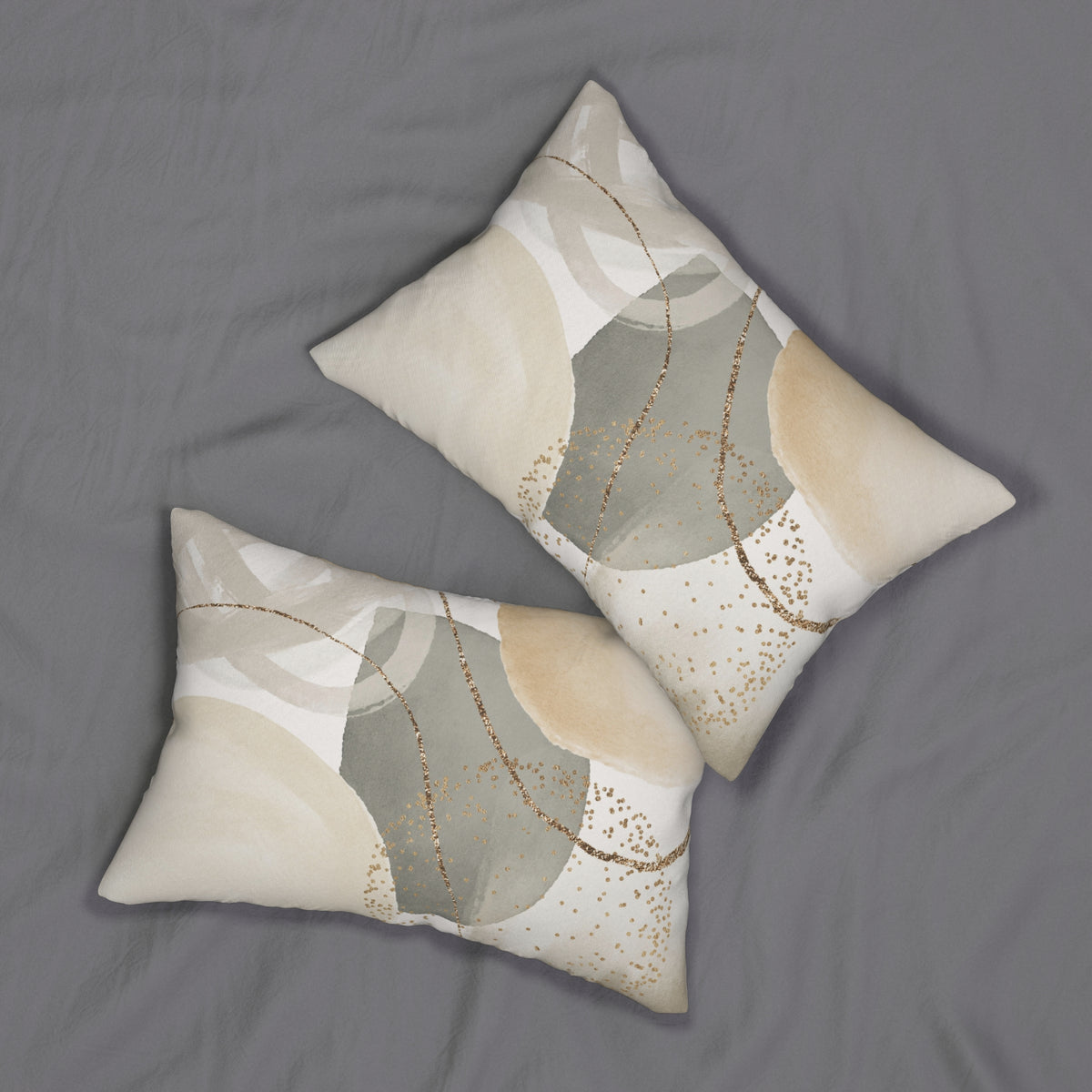 Sage Green and Beige Boho Abstract Lumbar Pillow
