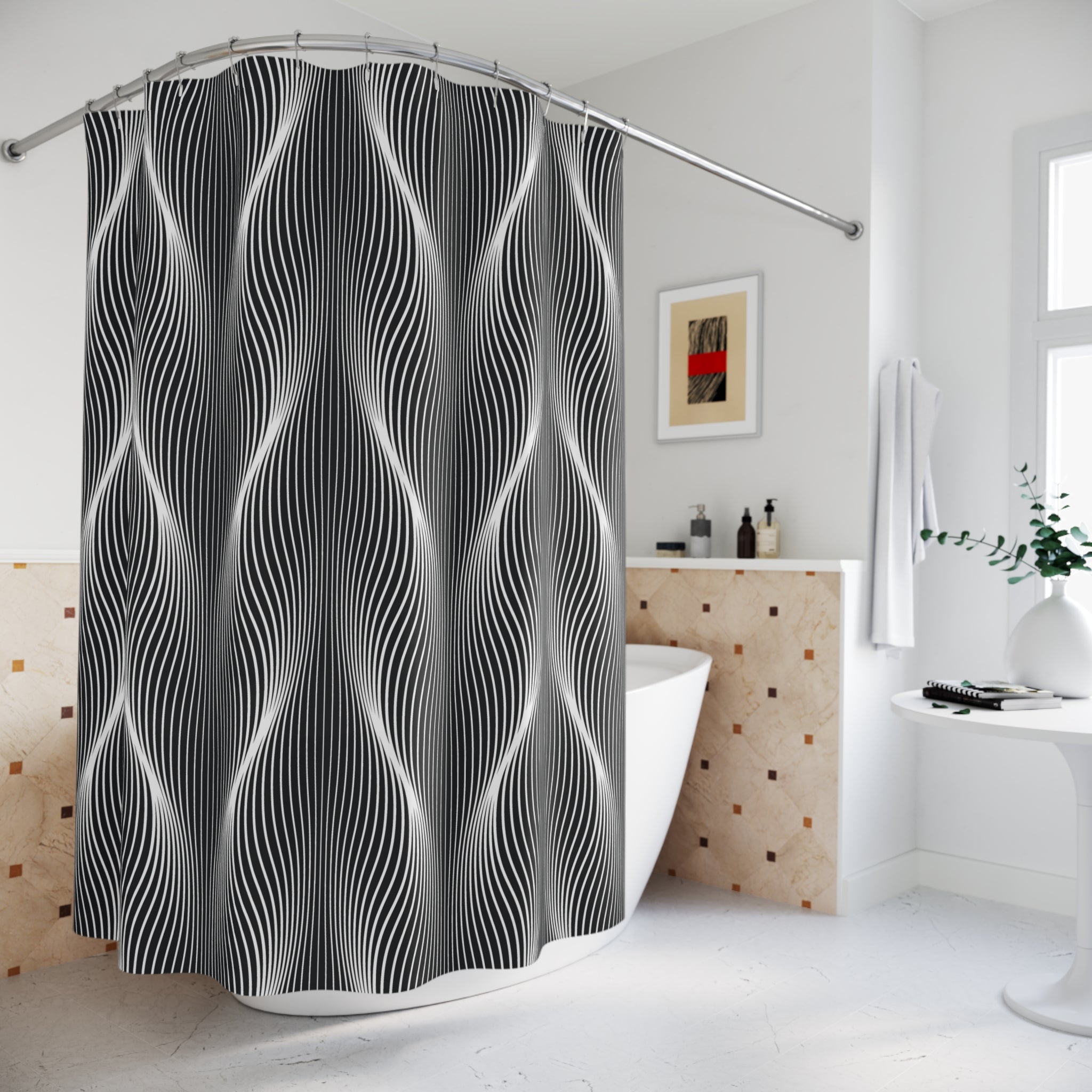 Abstract Modern Shower Curtain | Black White Art Deco