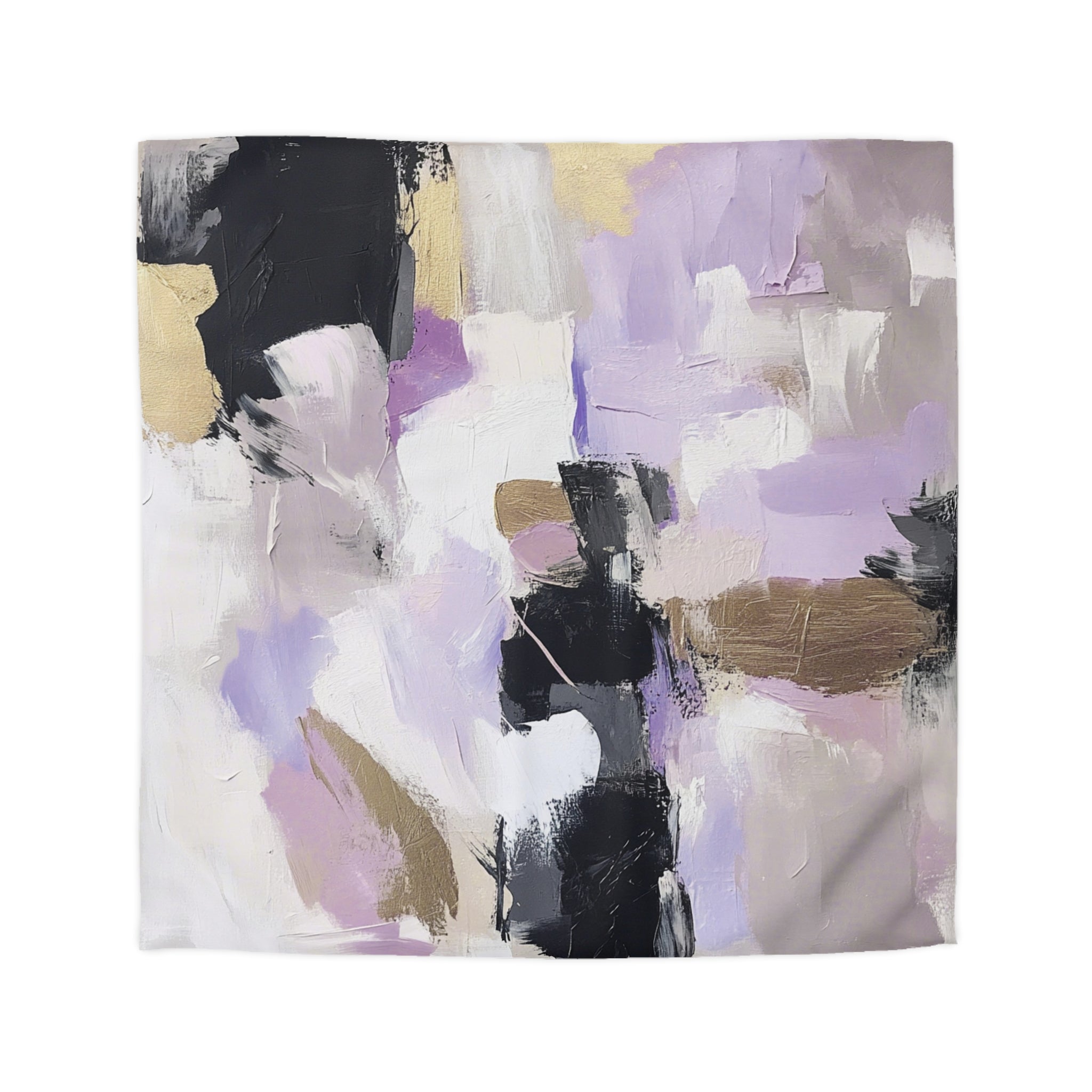 Abstract Duvet, Pillow Cover | Black Lavender White Bedroom Decor