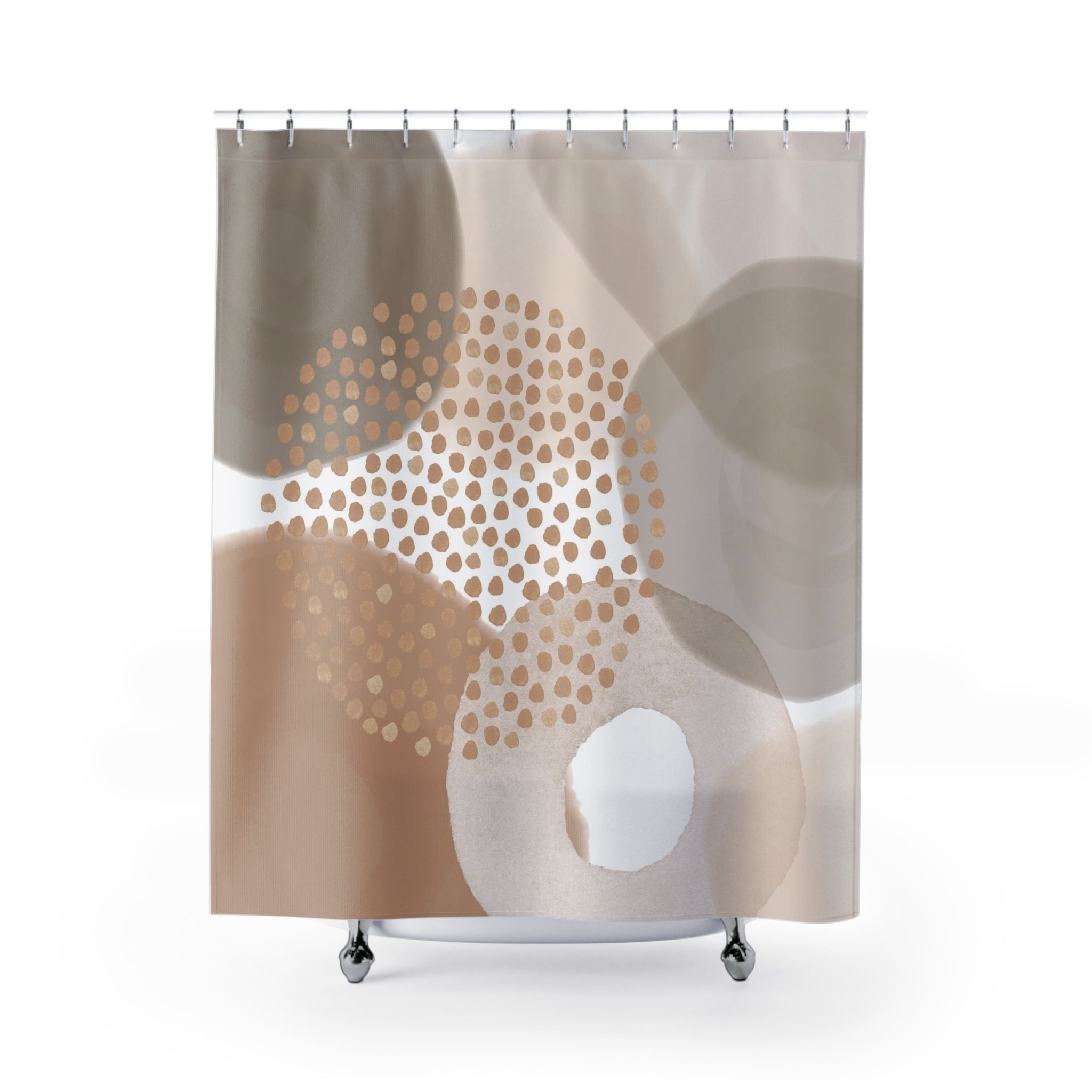 Boho Shower Curtain | Mid Century Beige Blush Fabric Curtain