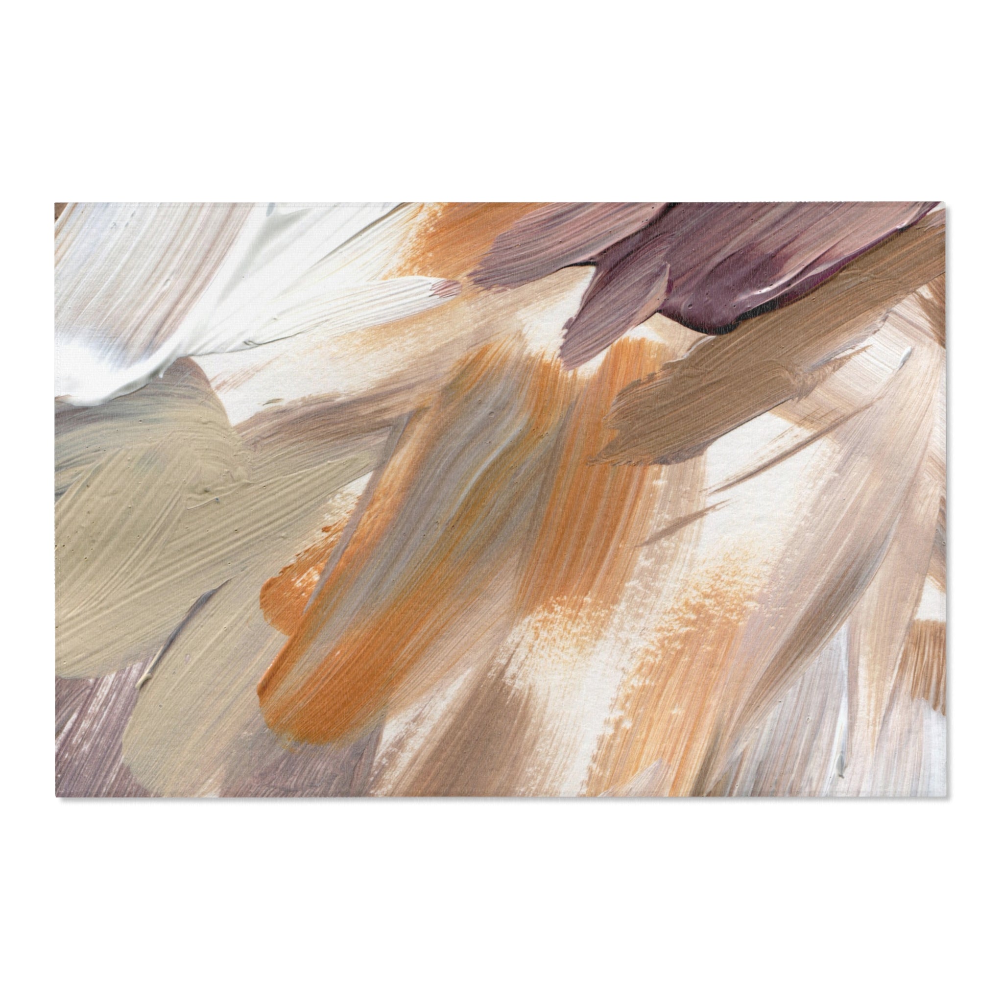 Abstract Area Rug | Acrylic Paint Pring, Taupe White Burnt Orange