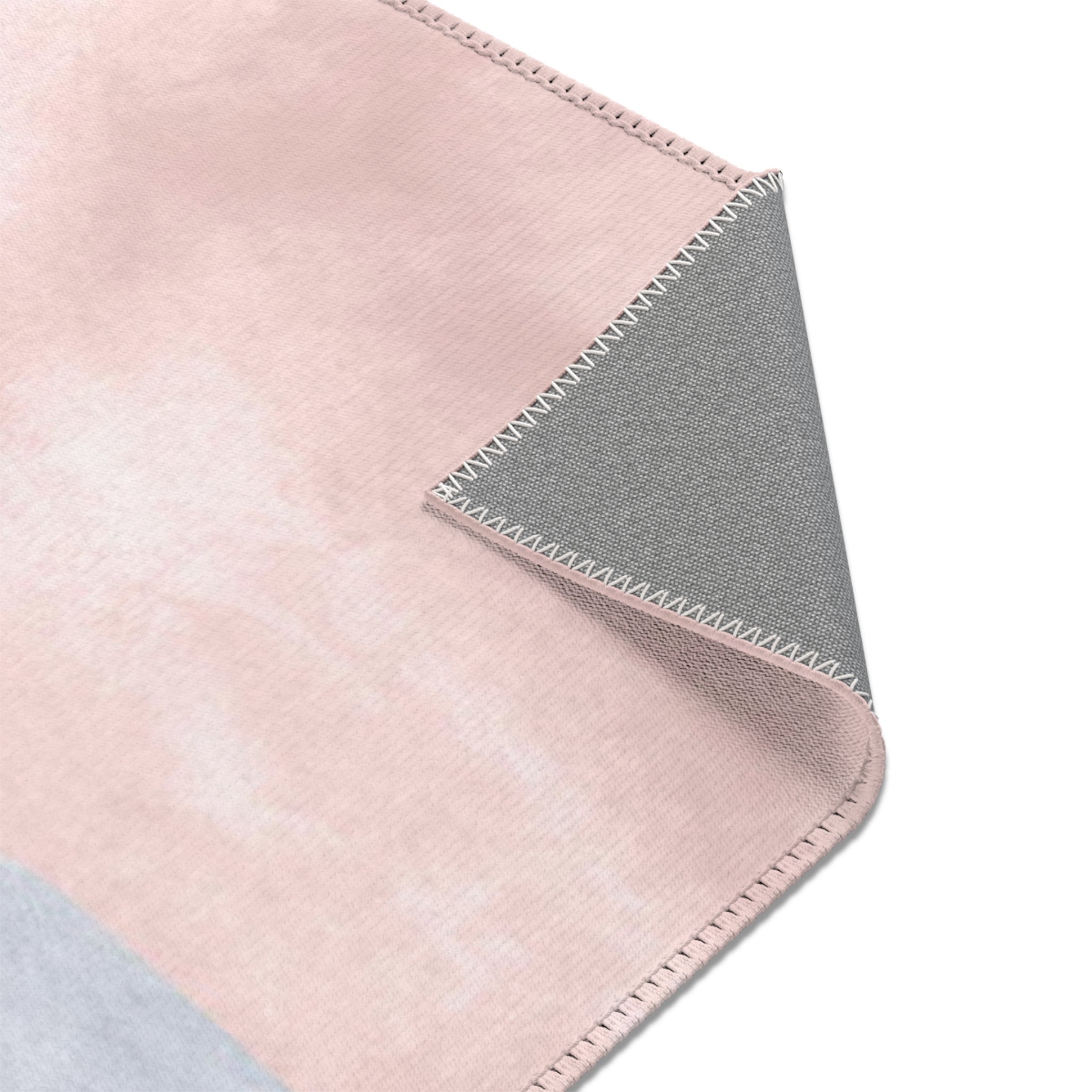 Abstract Boho Area Rug | Pastel Blue Pink, Burnt Orange White