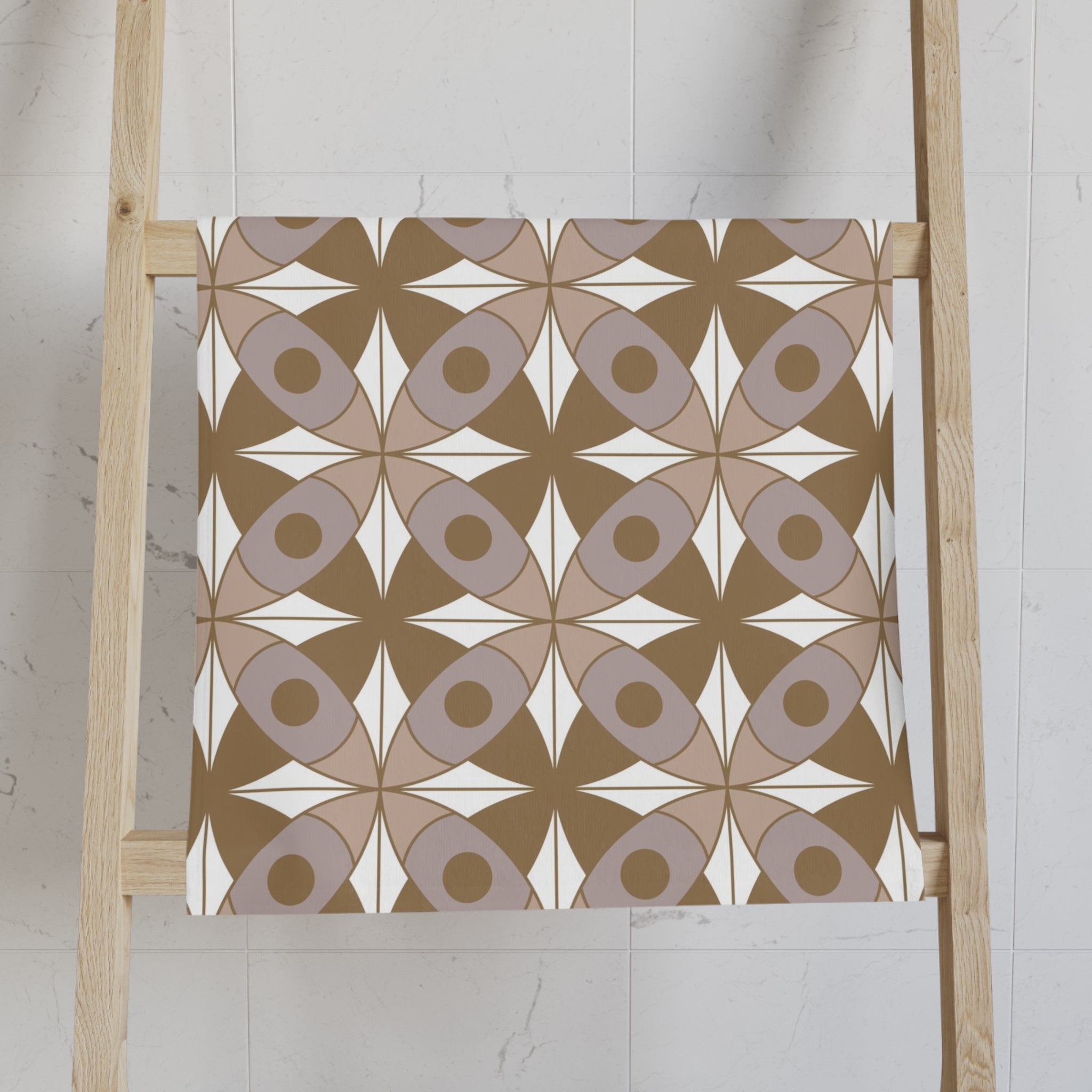 Retro Kitchen, Bath Hand Towel | Vintage Art Deco, Nouveau Taupe Beige, Grey