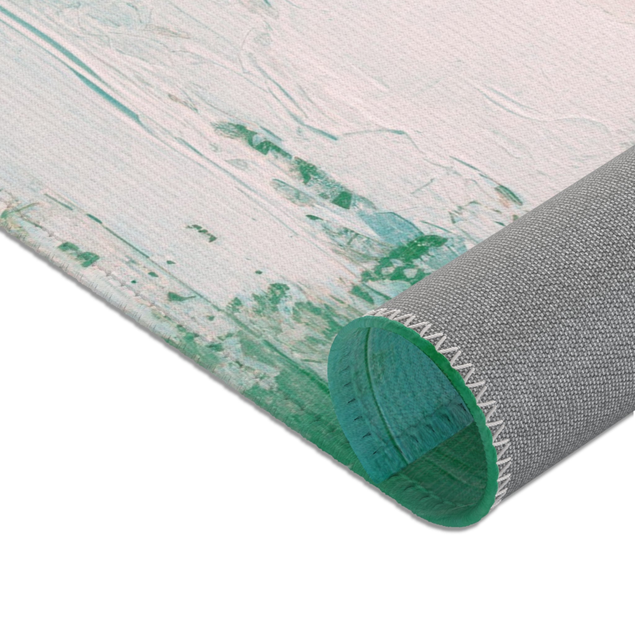 Modern Area Rug | Abstract Blush Pink, Teal Blue, Green