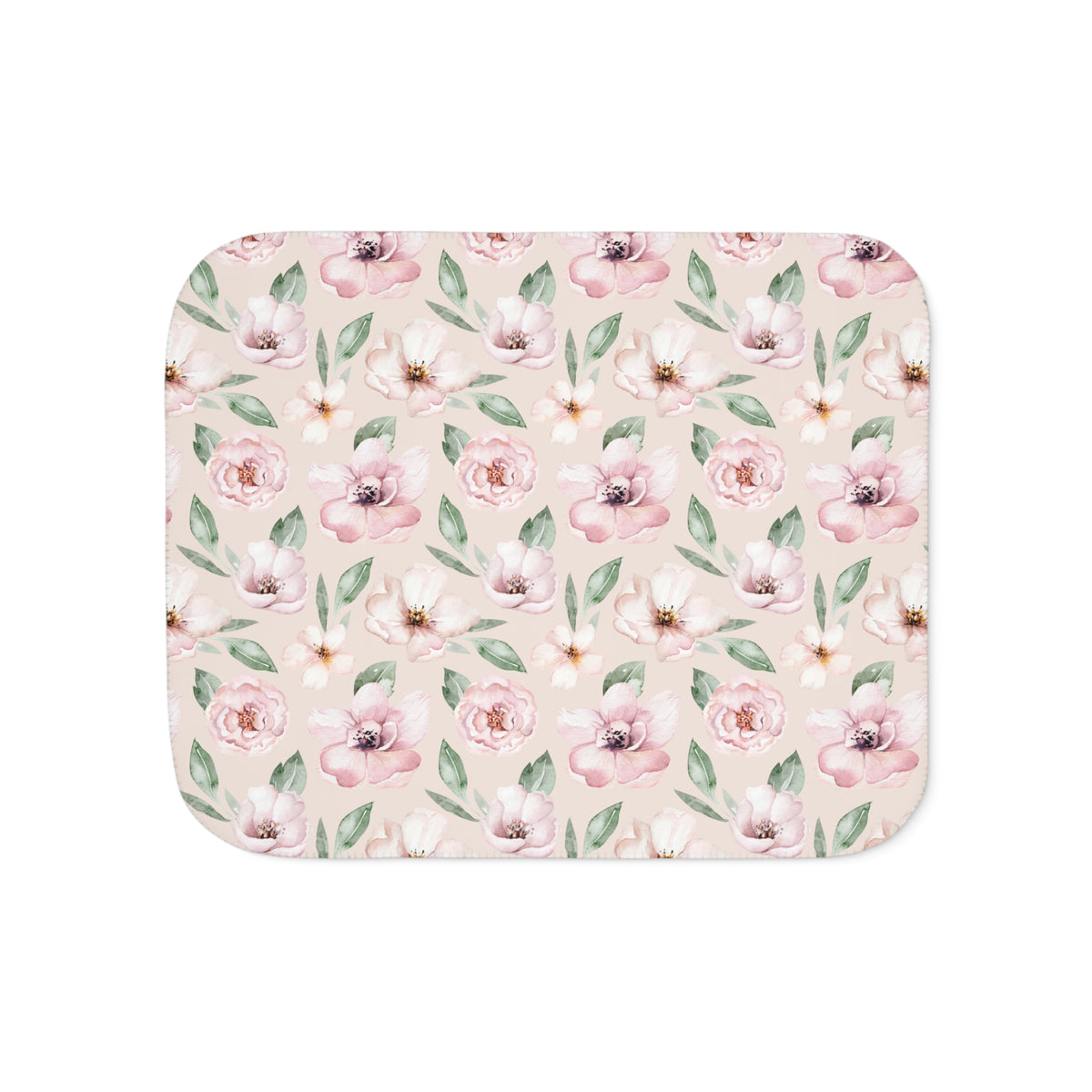 Blush Pink Watercolor Garden Rose Sherpa Blanket | Floral Throw