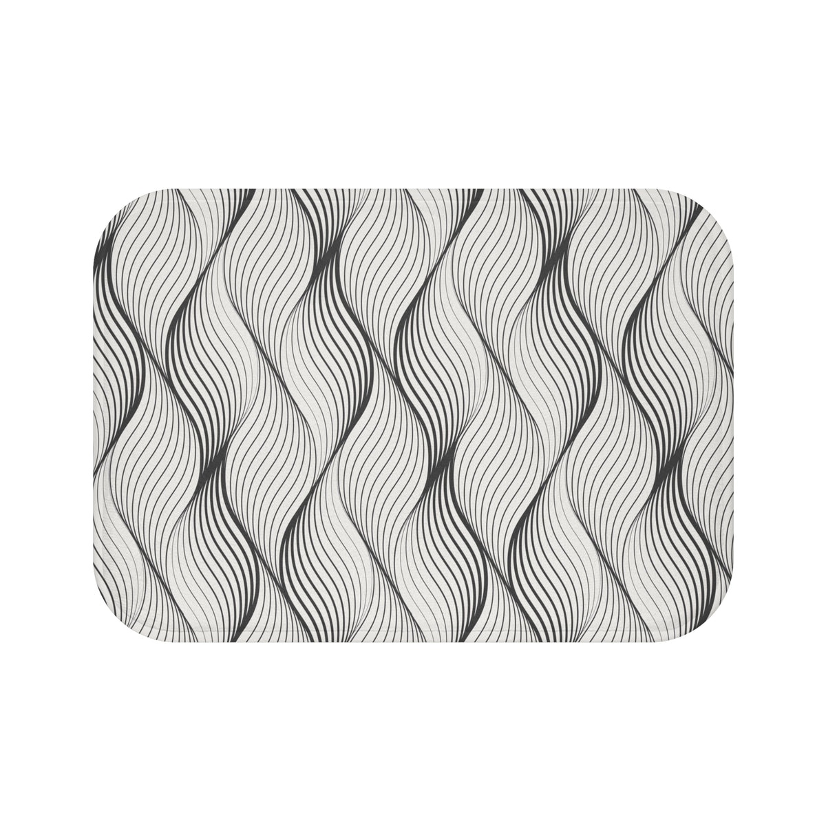 Charcoal Grey Wavy Line Bath Mat, Art Deco Bathroom Rug