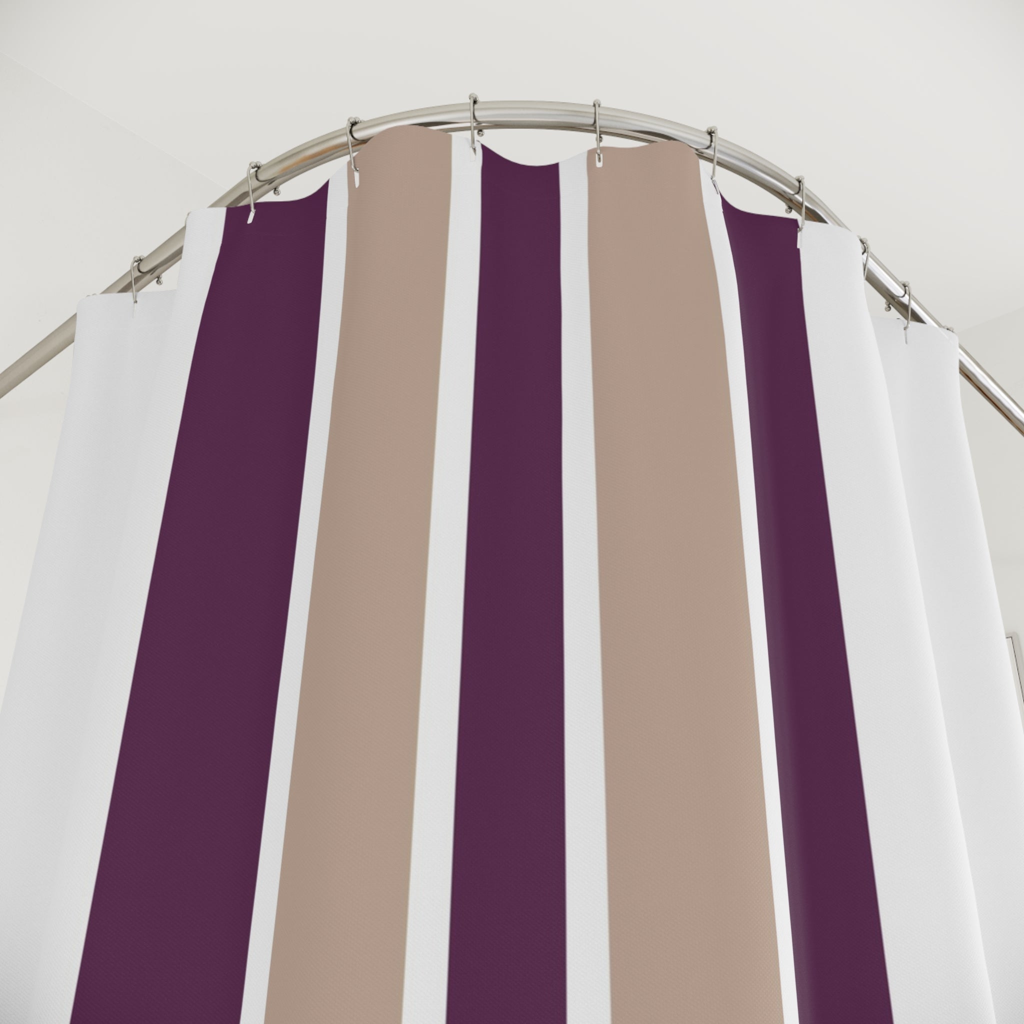 Minimalist Shower Curtain | Retro White Purple Beige