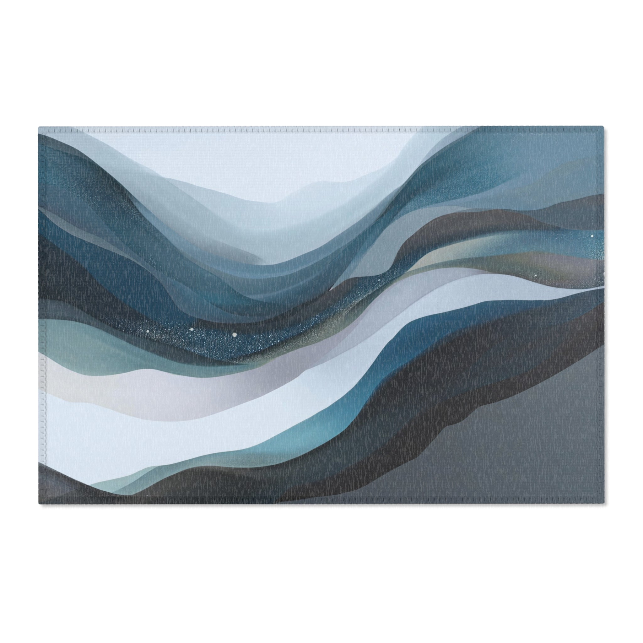 Abstract Area Rug | Blue Grey Landscape Ombre