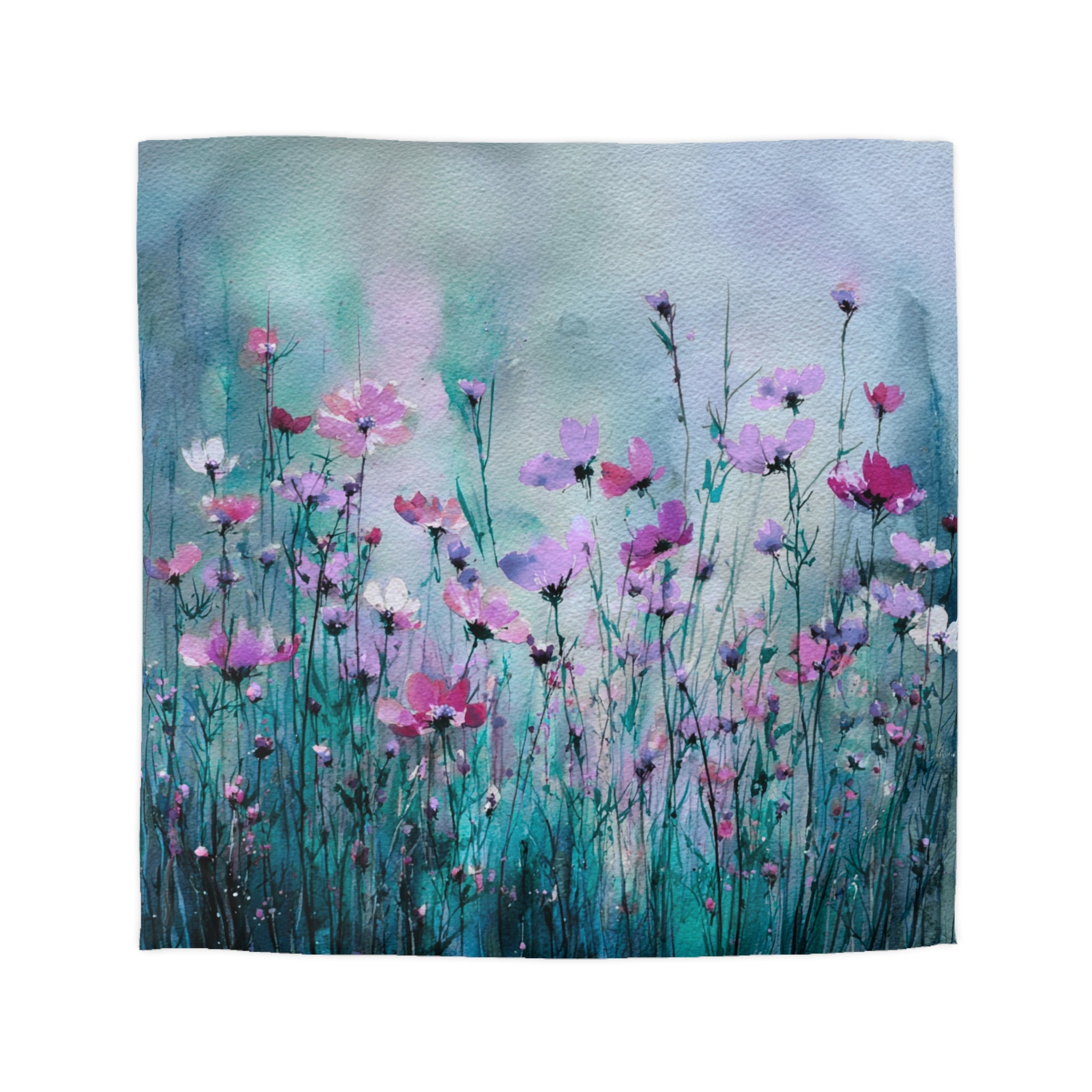Floral Duvet, Pillow Cover | Teal Blue Bedroom Decor