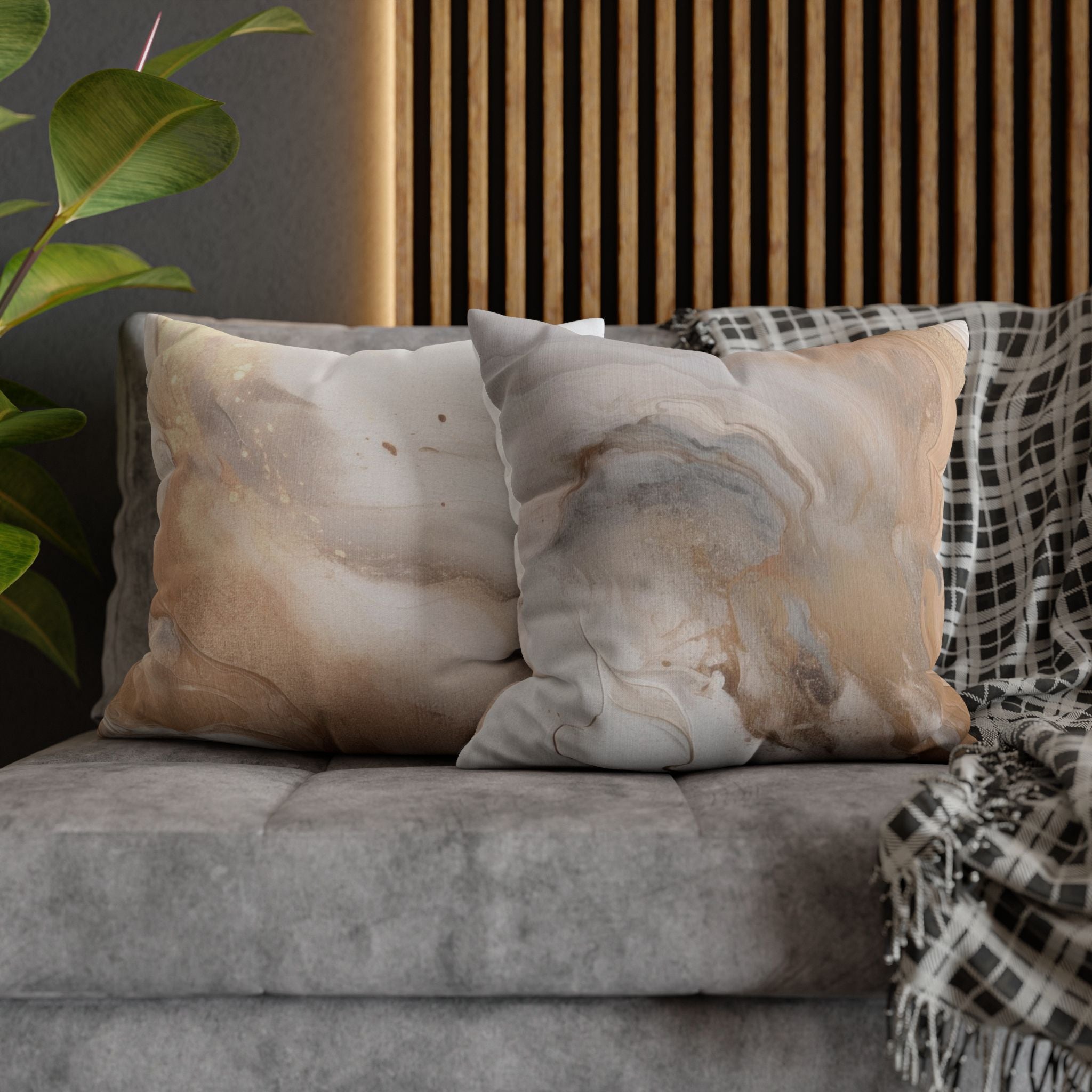 Abstract Pillow Cover | Earthy Neutral Beige Grey Ombre