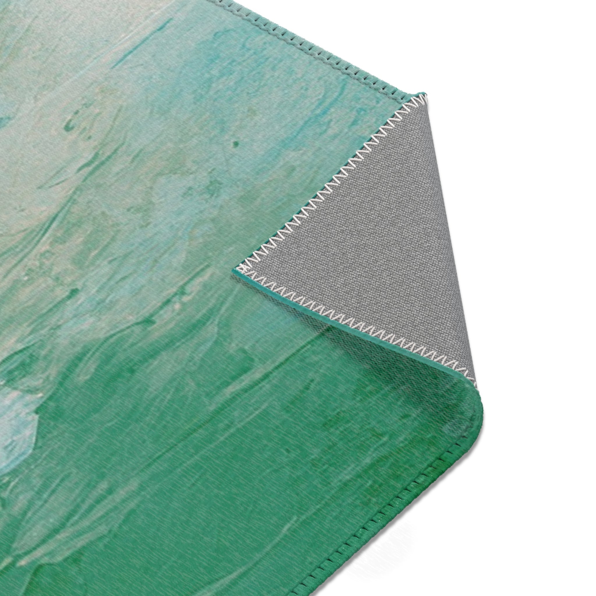 Modern Area Rug | Abstract Blush Pink, Teal Blue, Green