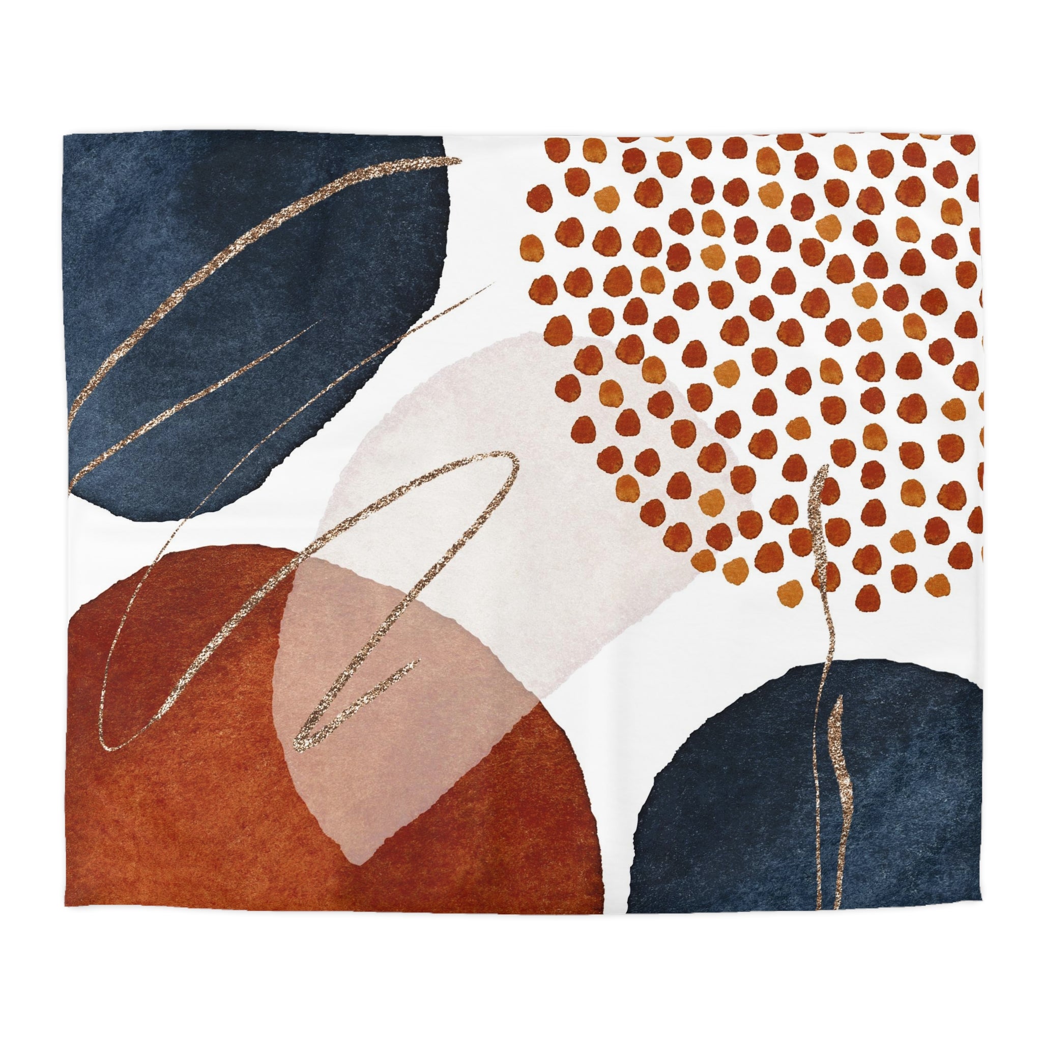 Abstract Duvet Cover | Rust Red, White, Navy Blue | Bedroom Decor
