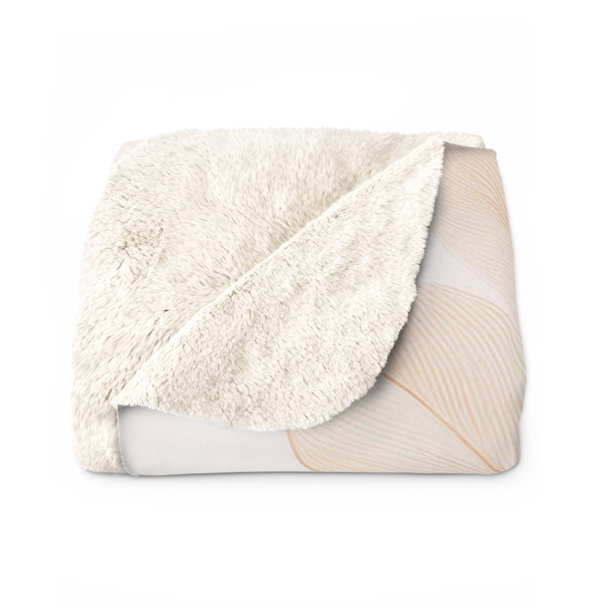 Floral Throw Blanket | Beige Teal Gold Leaves