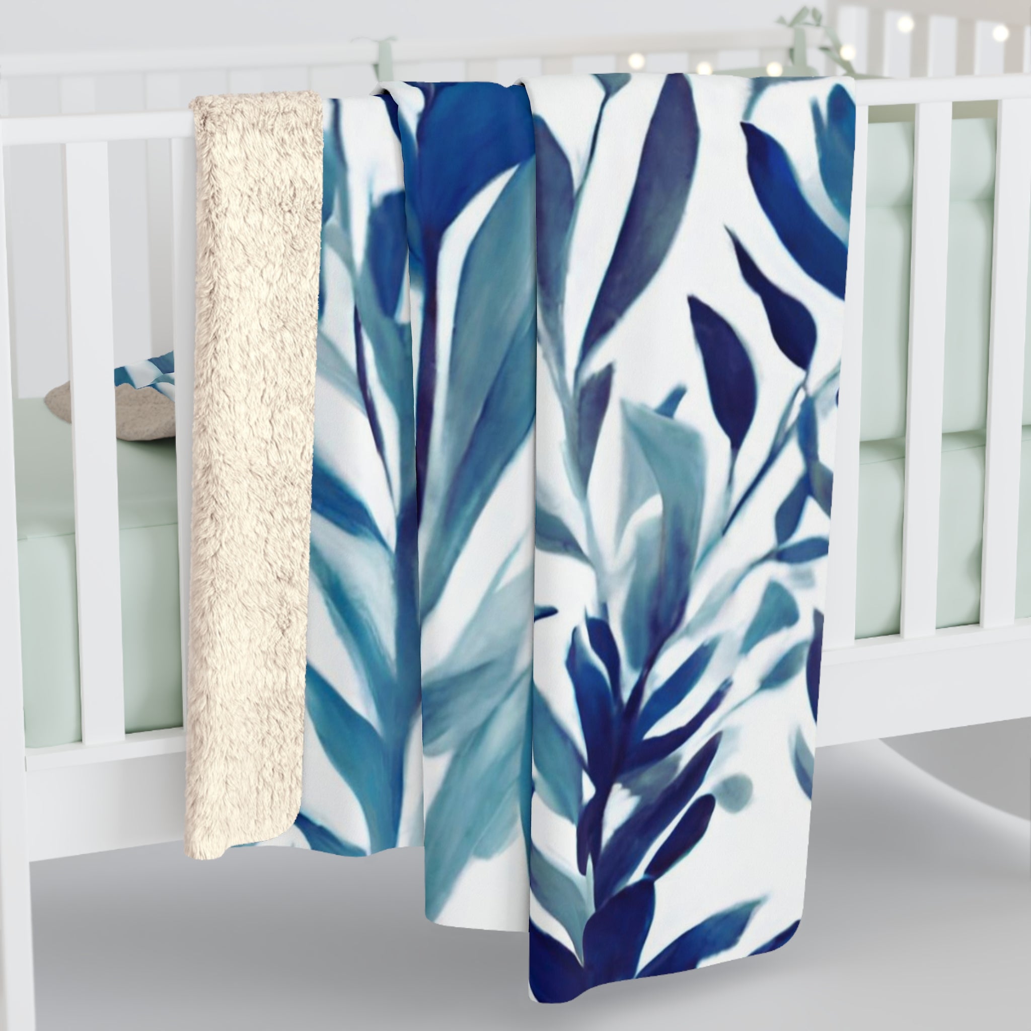 Comfy Blanket | Floral Indigo Navy Teal Blue Leaves
