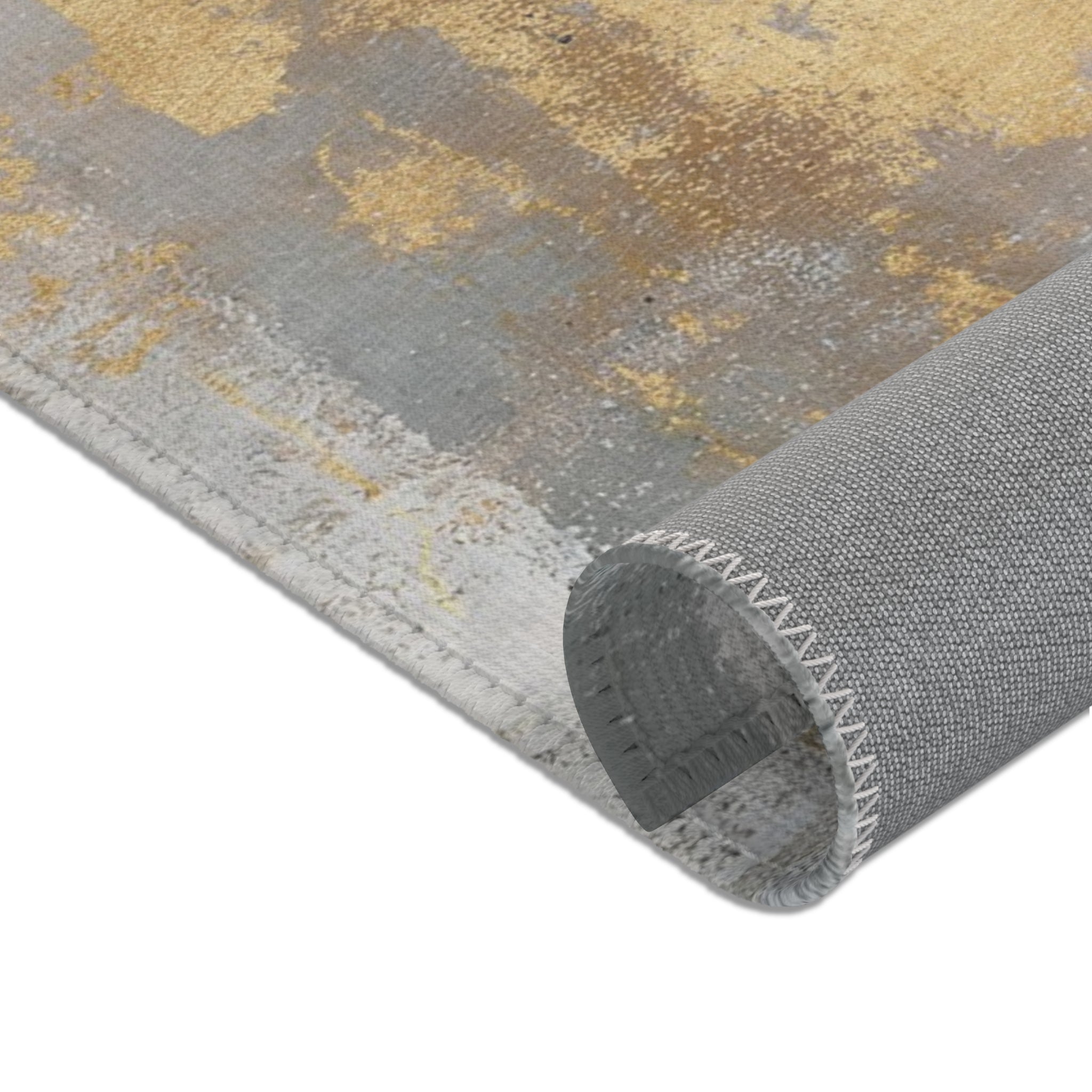 Abstract Large Area Rug | Modern Muted Gold Grey Ombre Watercolor Rug