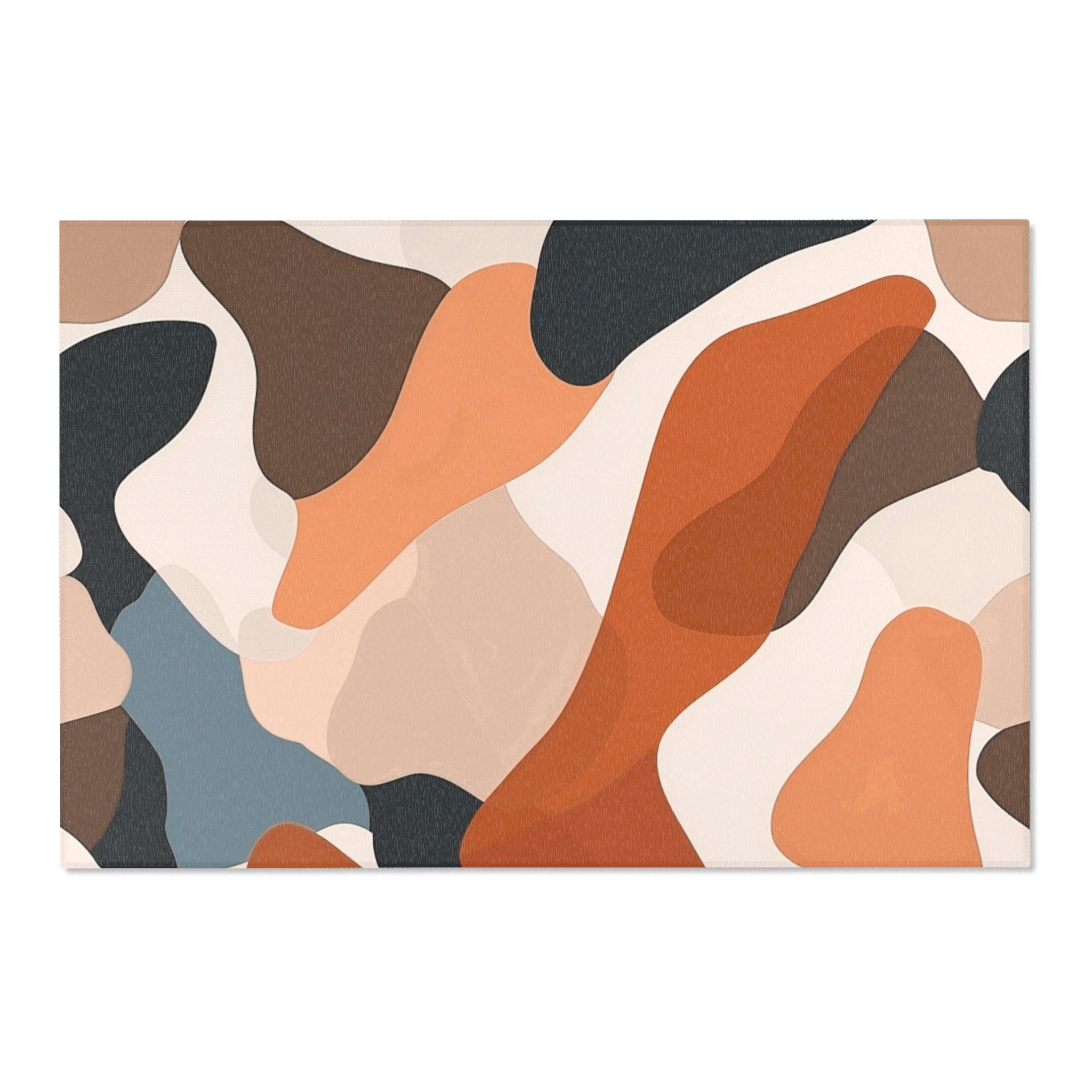 Abstract Area Rug | Colorful Camouflage Beige Rust Orange