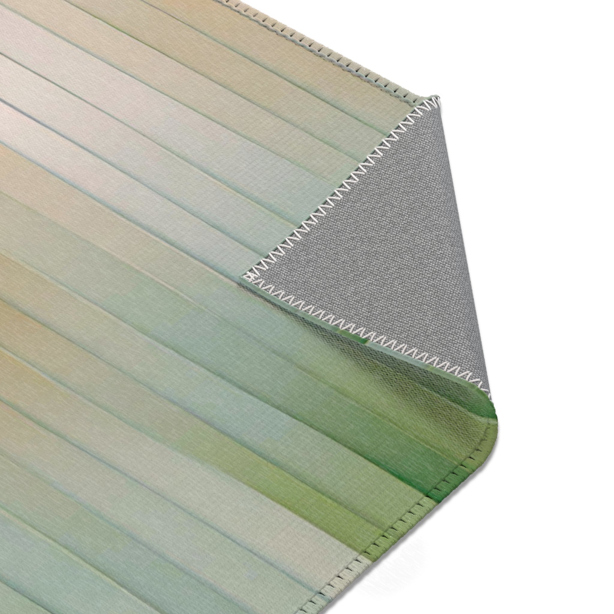 Abstract Boho Rectangle Area Rug | Modern Green Blush Pink Beige