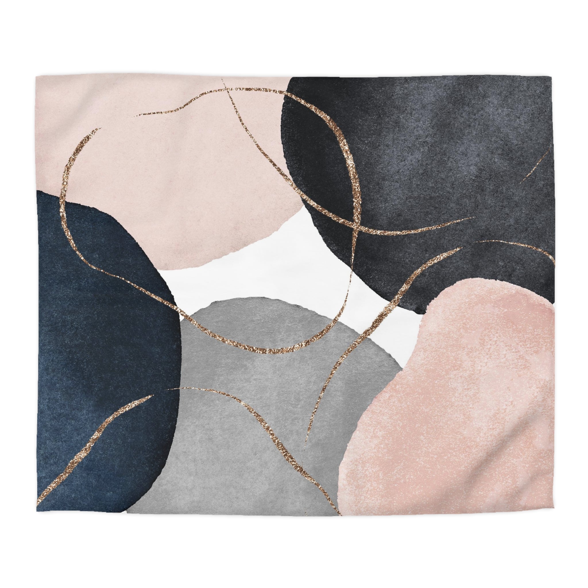 Abstract Duvet Cover | Grey, Blush Pink, Navy Blue White | Bedroom Decor