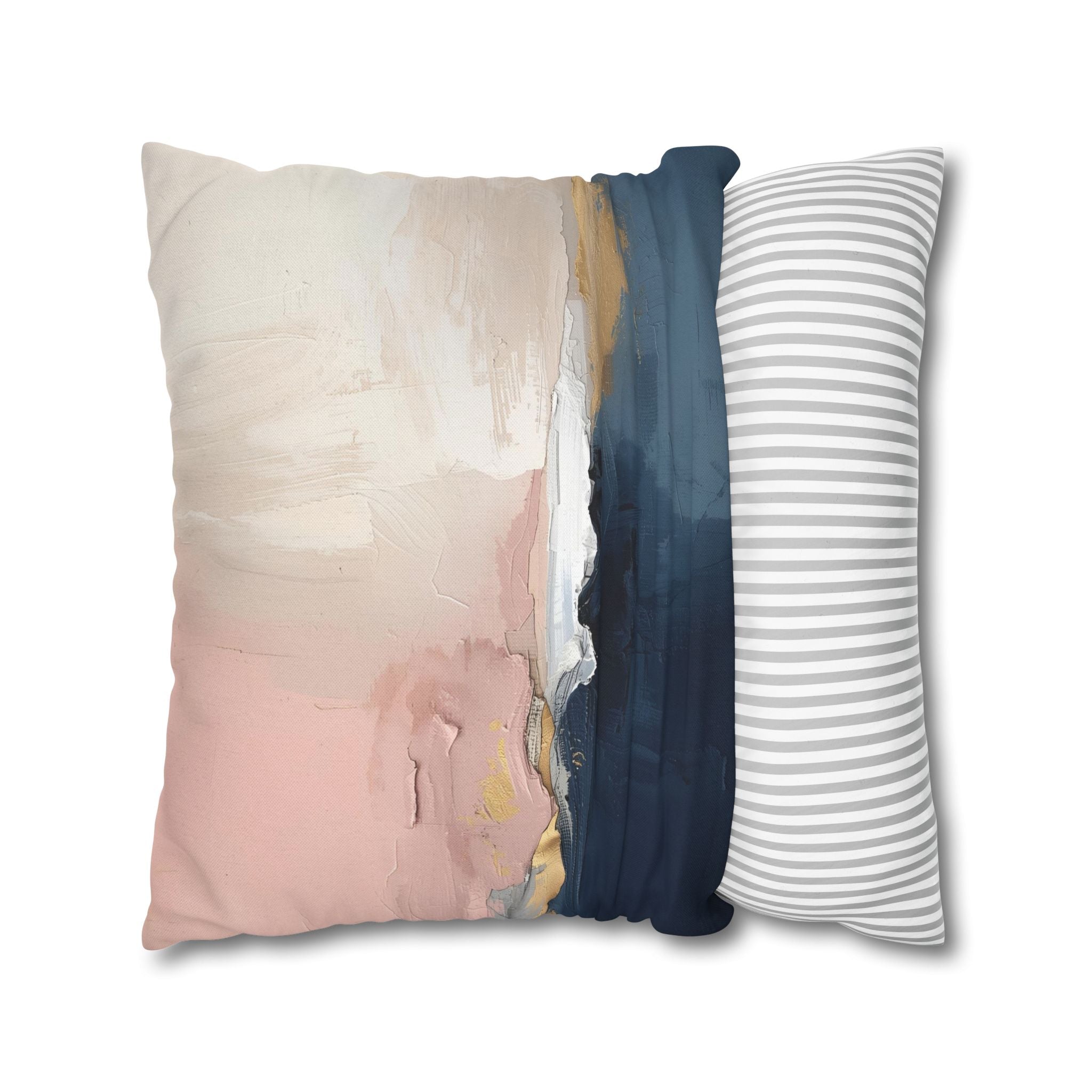 Abstract Pillow Cover | Navy Blue, Blush Pink Ombre