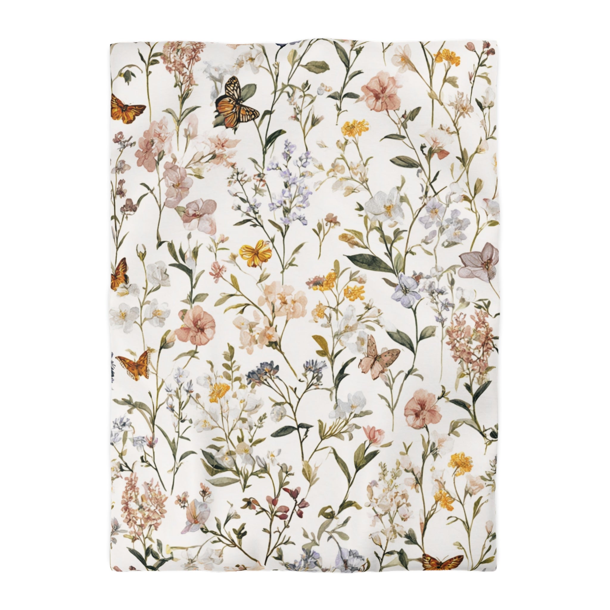 Floral Modern Duvet, Pillow Cover | White Beige Bedroom Decor