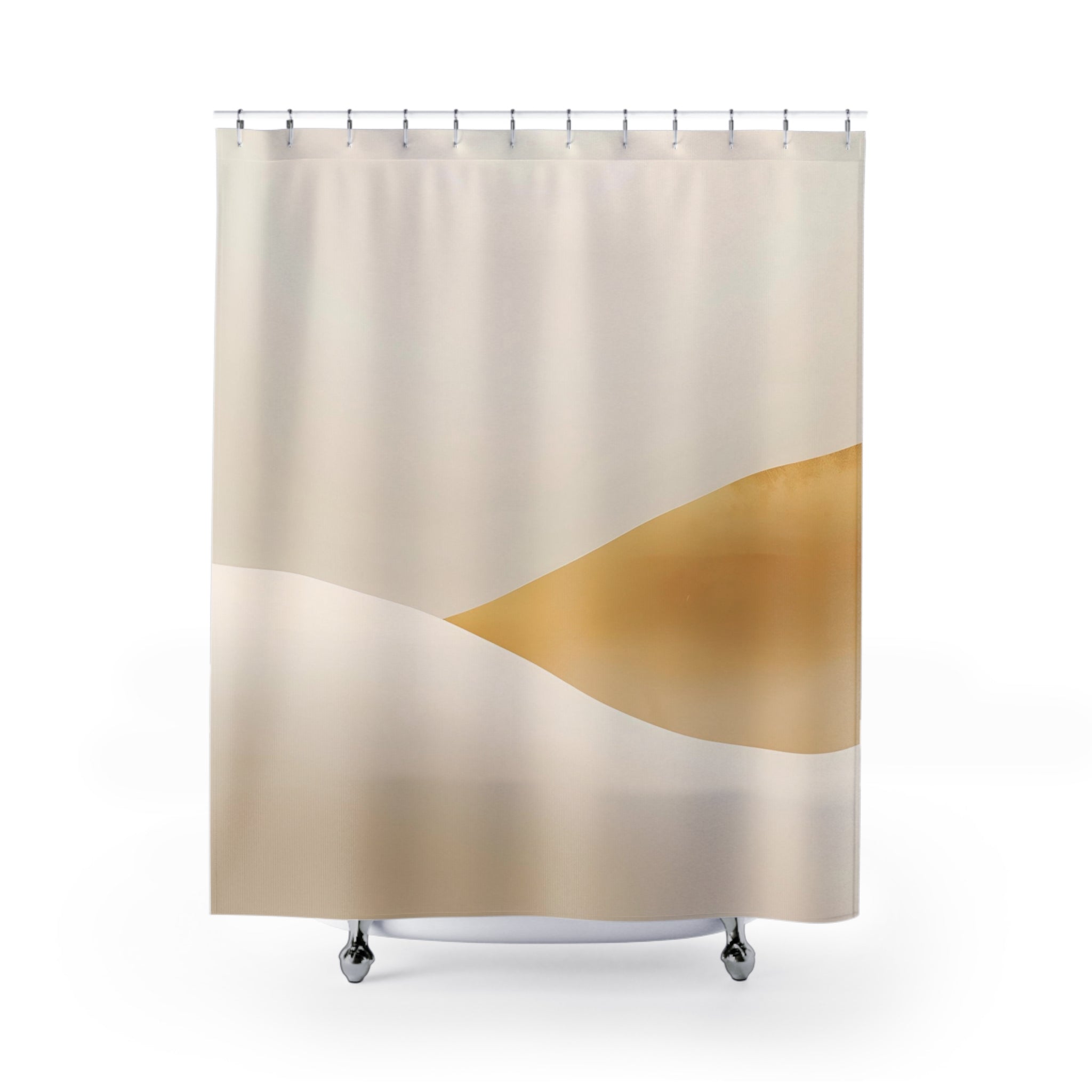 Boho Abstract Shower Curtain | Minimalist Beige Landscape Watercolor