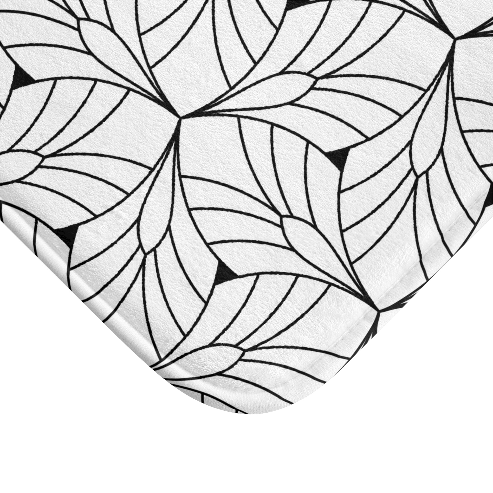 Art Deco Bath, Kitchen Mat, Rug | White Minimalist Geometric
