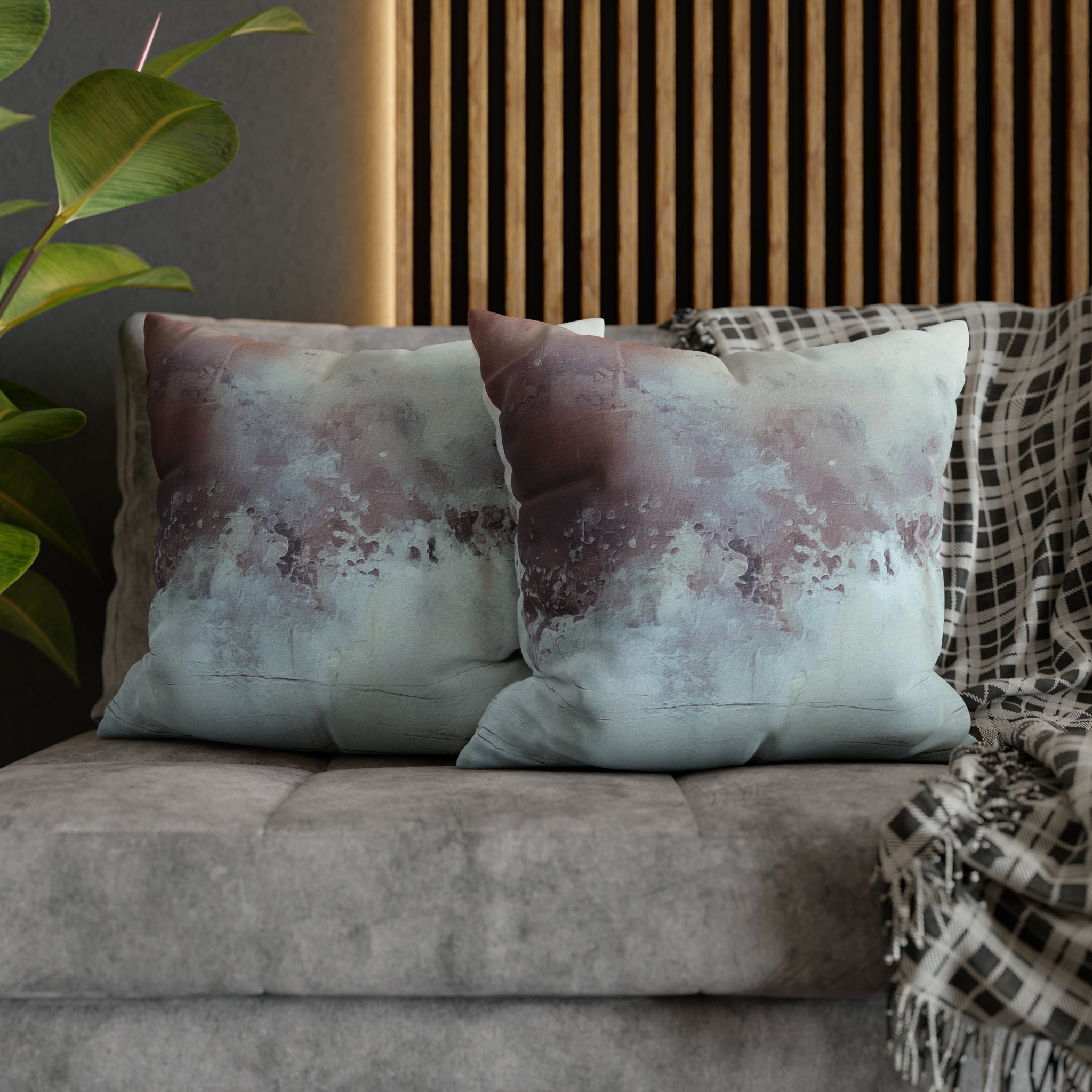 Rustic Pillow Cover | Pale Blue, Brown Ombre