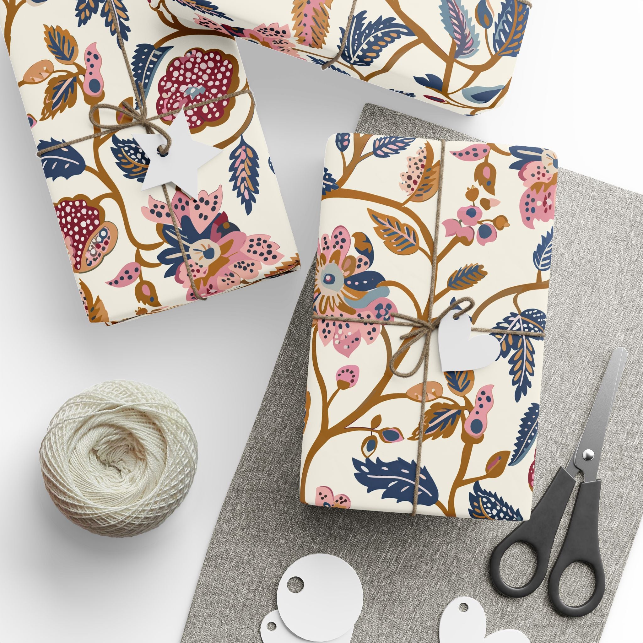 Gift Wrapping Paper | Colorful Indian Chintz Floral Wrap for the Holidays, Birthdays