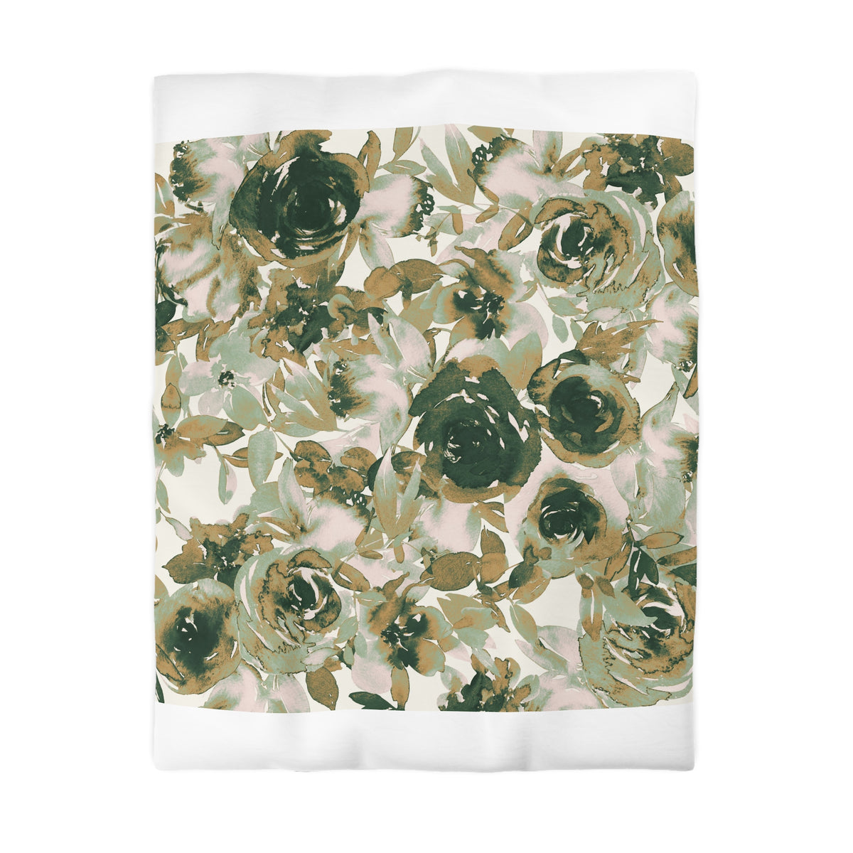 a floral pattern with green and brown flowers, creating a visually appealing and vibrant design.