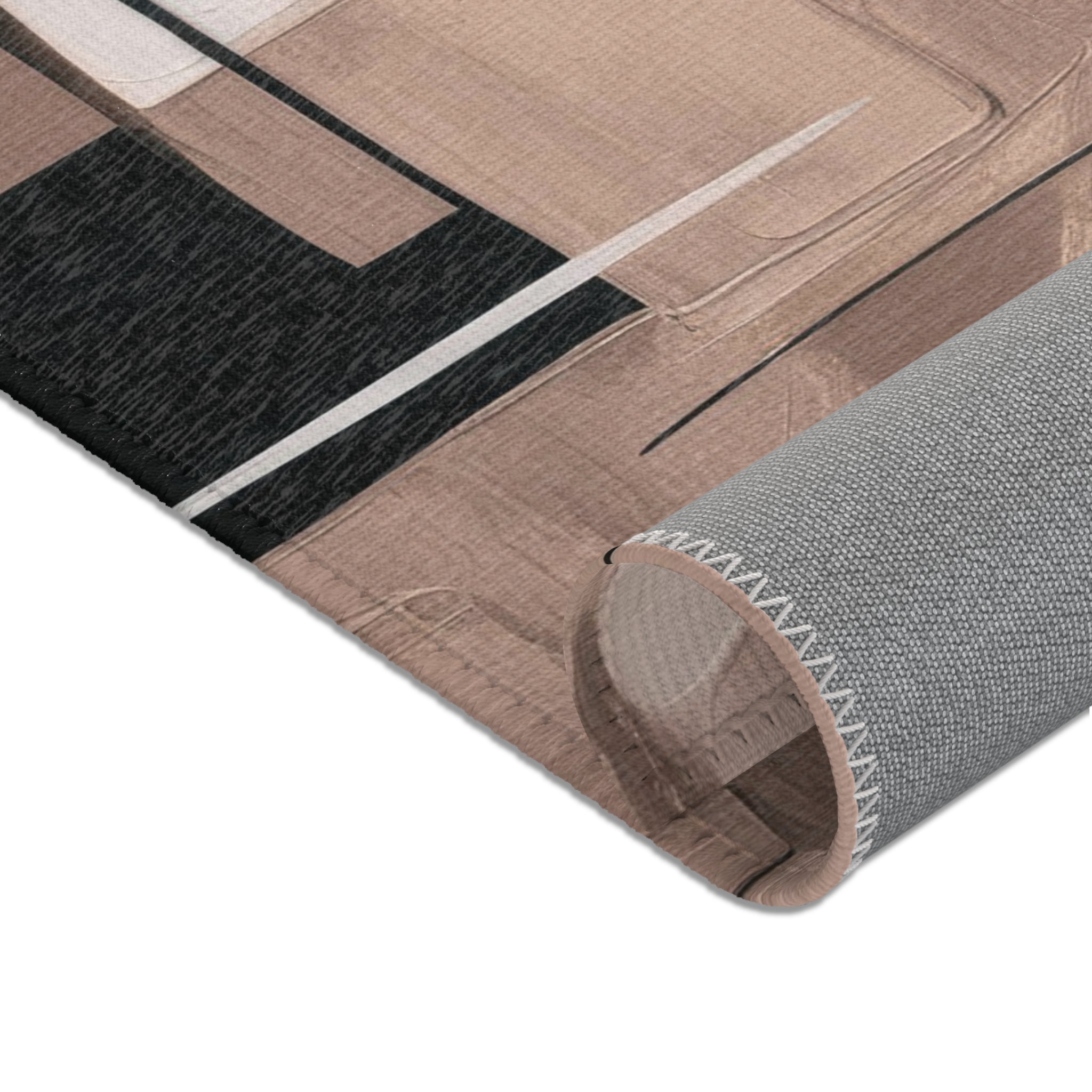 Modern Area Rug | Abstract Geometric Earthy Black Beige