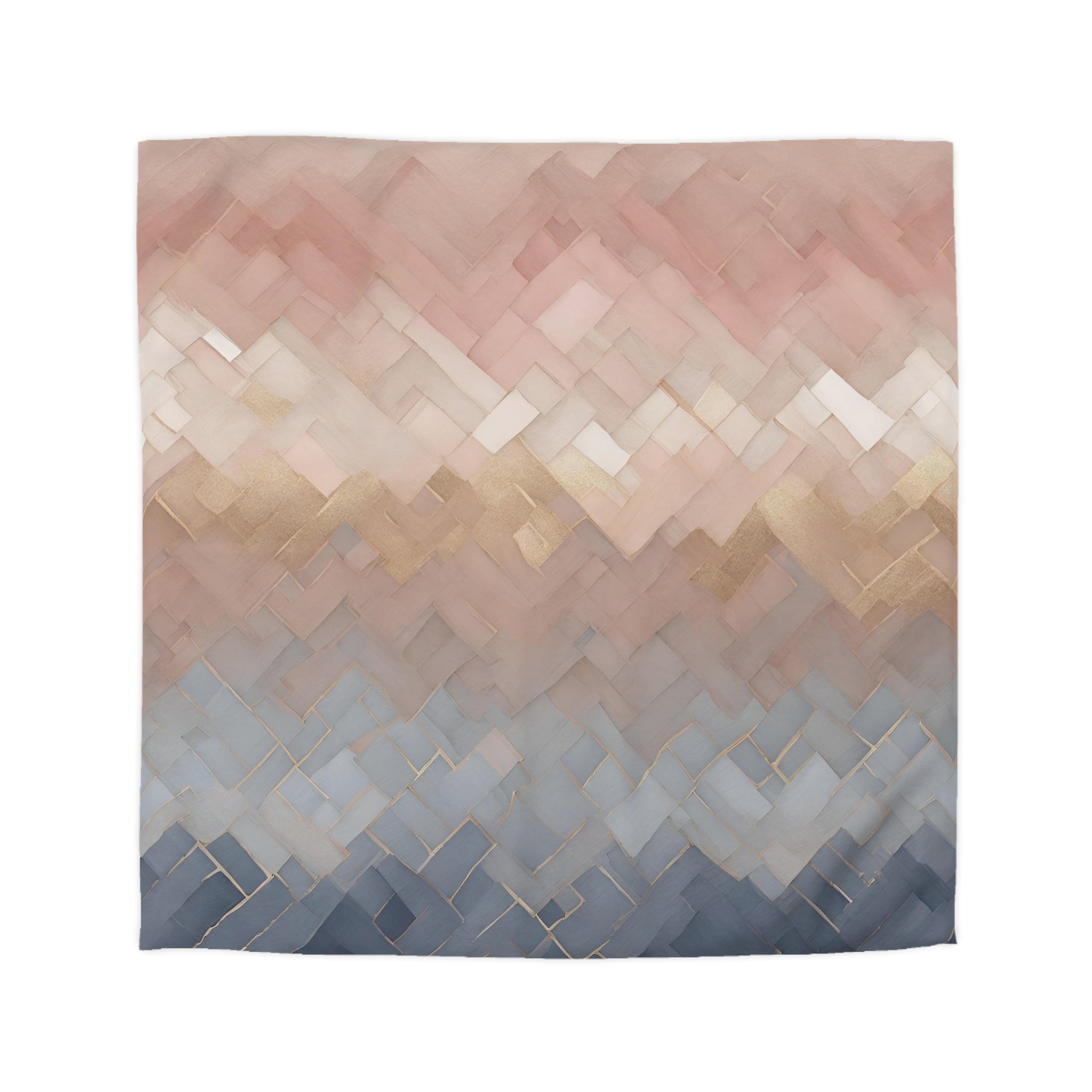 Abstract Duvet Pillow Cover Set | Pastel Blue, Blush Pink Ombre Geometric