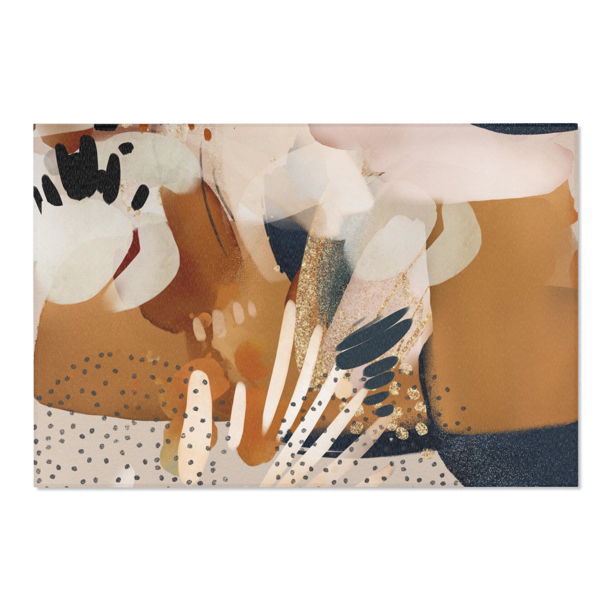 Abstract Area Rug | Watercolor Burnt Orange Blush Navy Blue