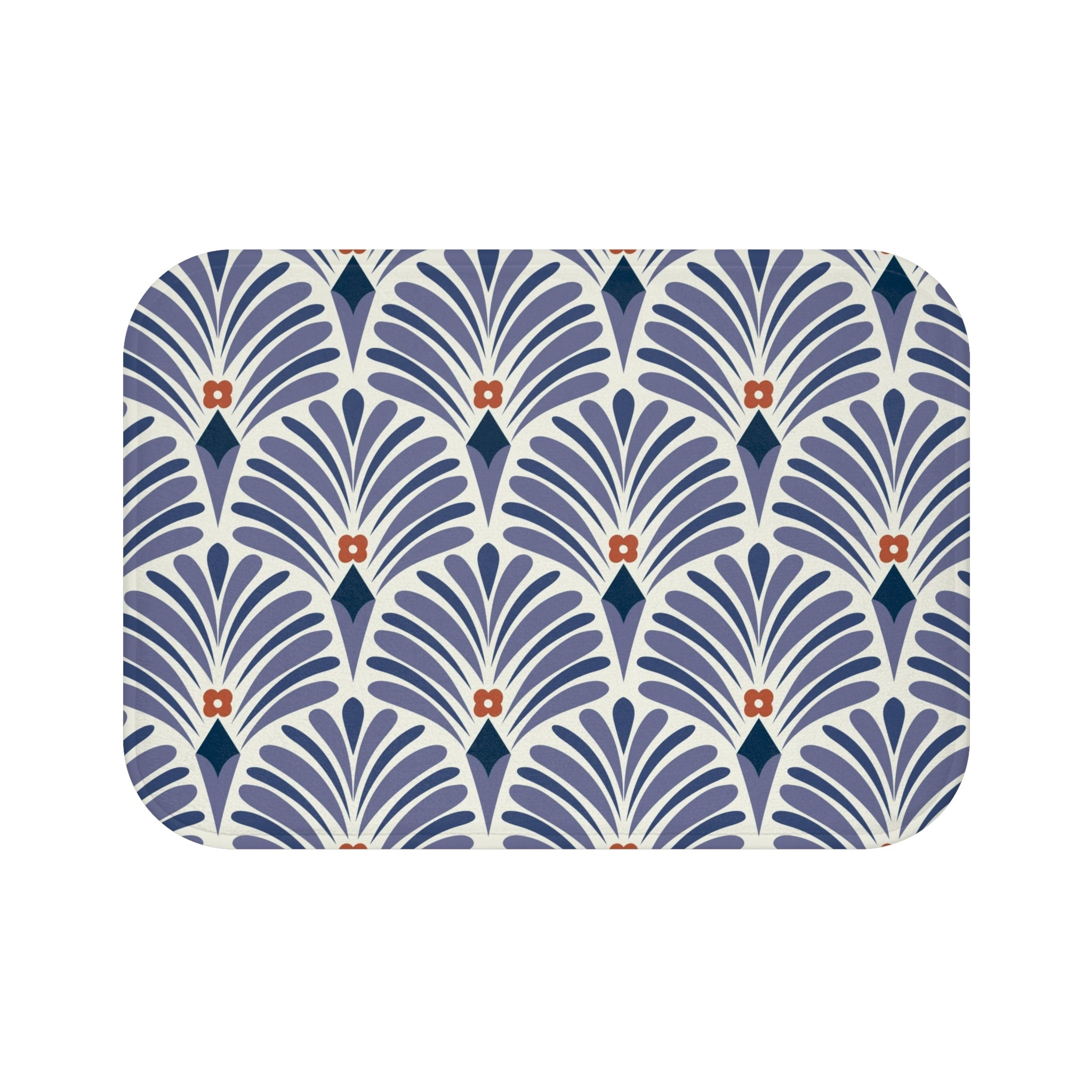 Boho Bath, Kitchen Mat | Art Deco Lavender Purple Blue