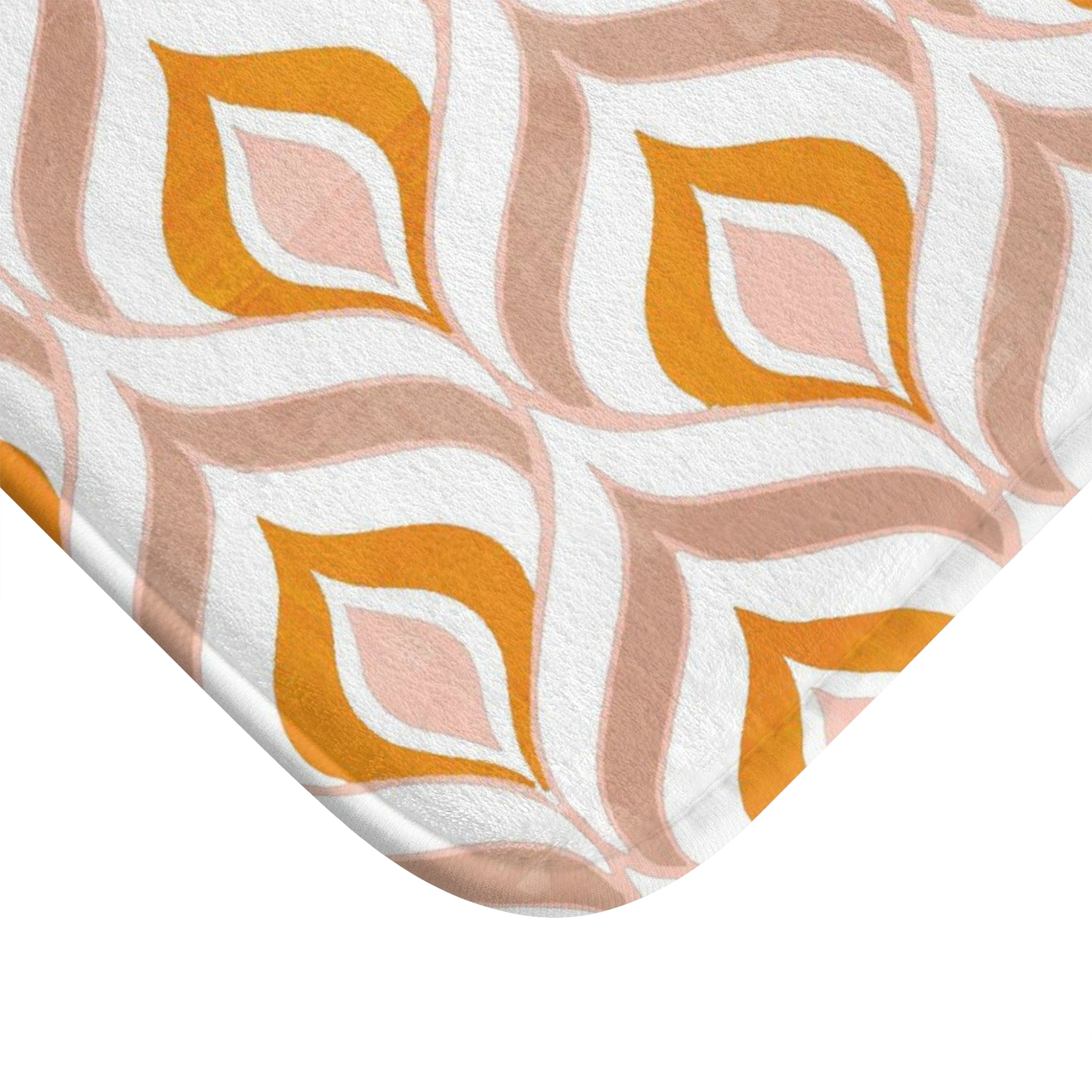 Boho Abstract Bath, Kitchen Mat, Rug | White, Blush Pink, Burnt Orange