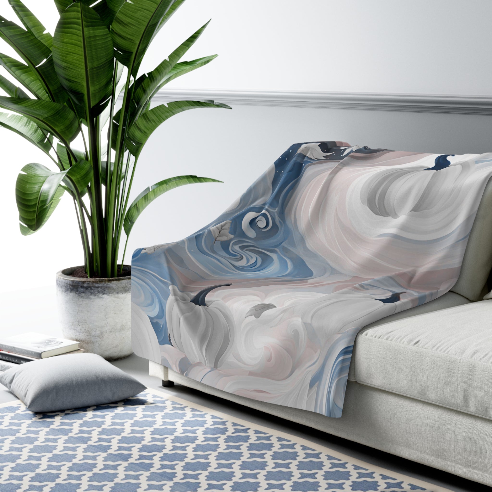 Halloween Throw Blanket | Grey Blue, Pumpkins, Fall Autumn