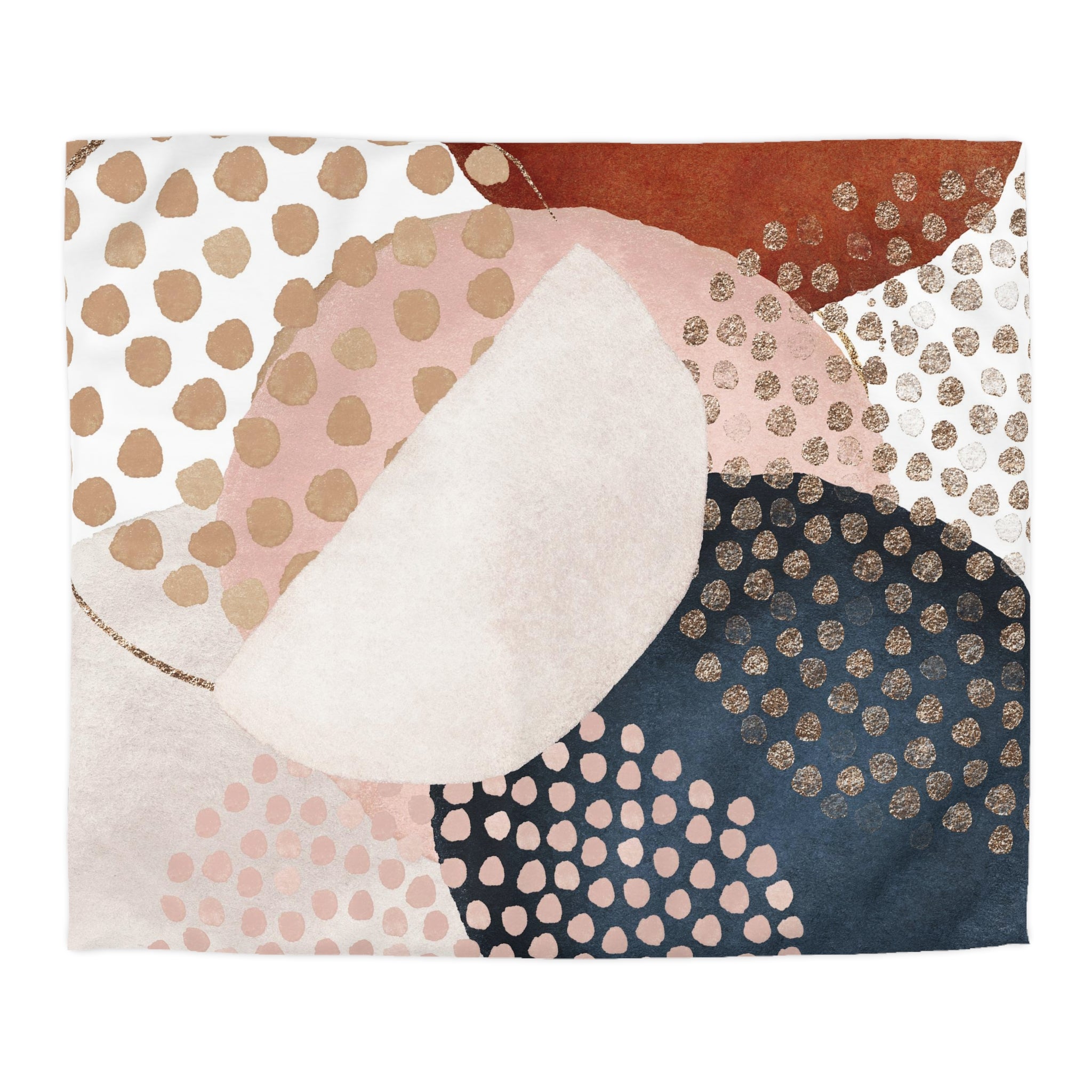 Abstract Duvet Cover | Navy Blue, Blush Pink Beige Watercolor, Gold | Bedroom Decor
