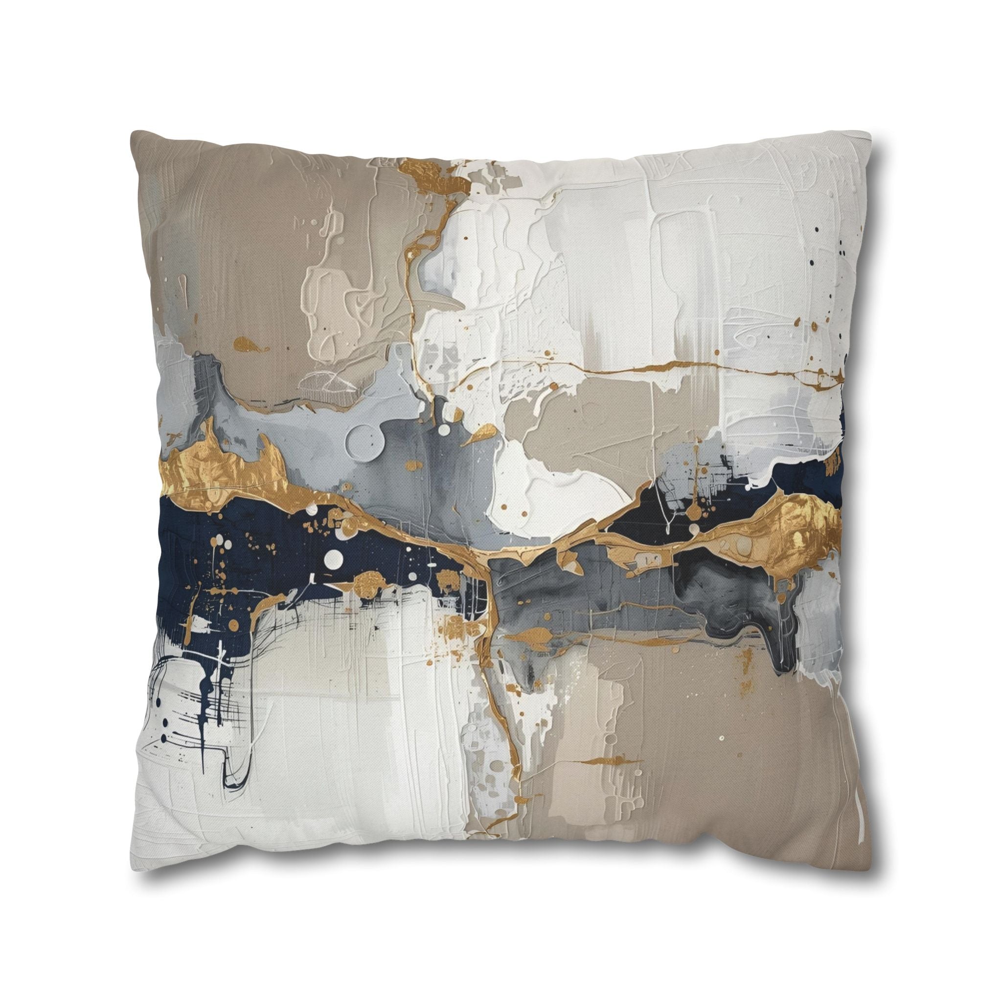 Abstract Pillow Cover | Blue Beige White Pillowcase
