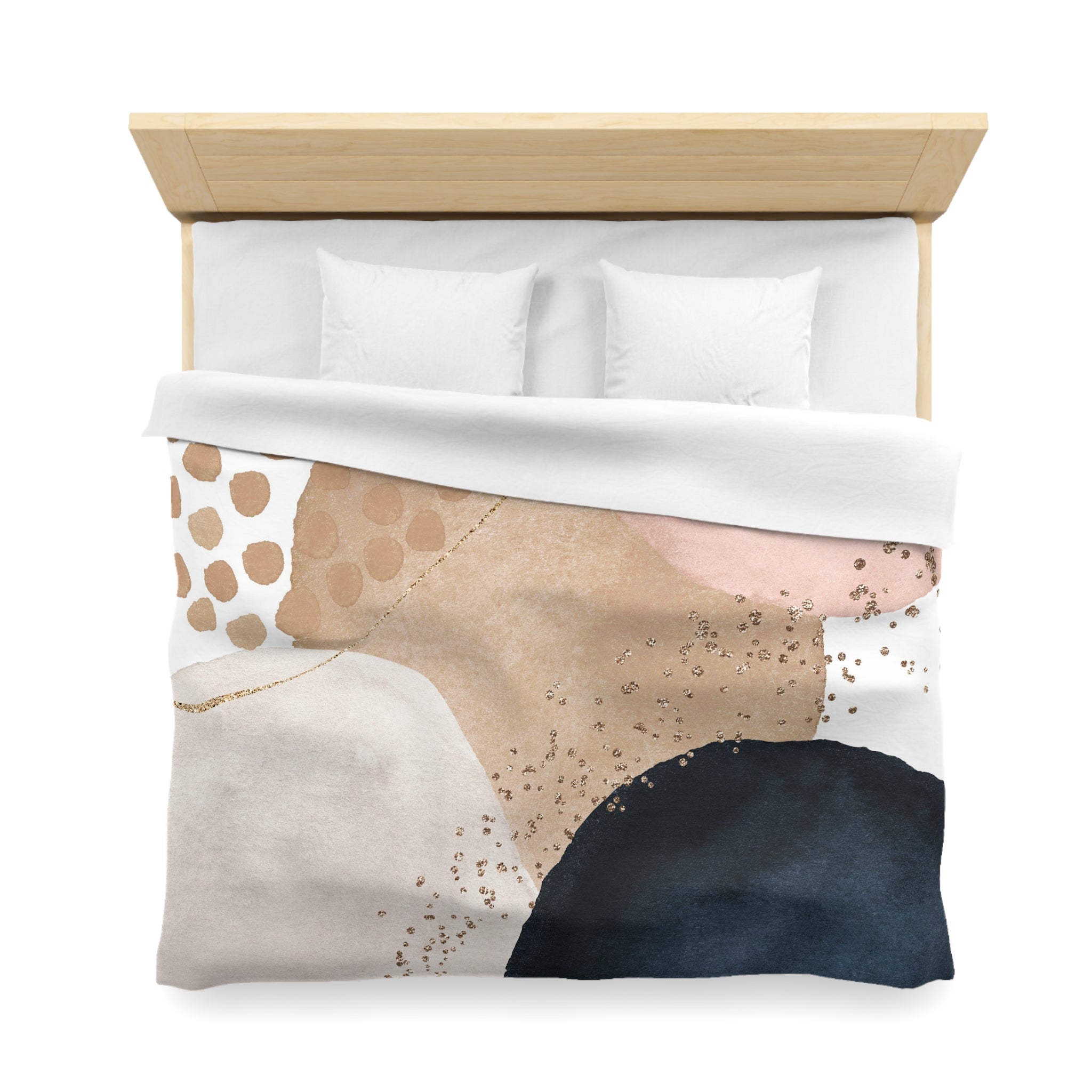 Abstract Duvet Cover | Navy Blue, Blush Beige Pink | Bedroom Decor