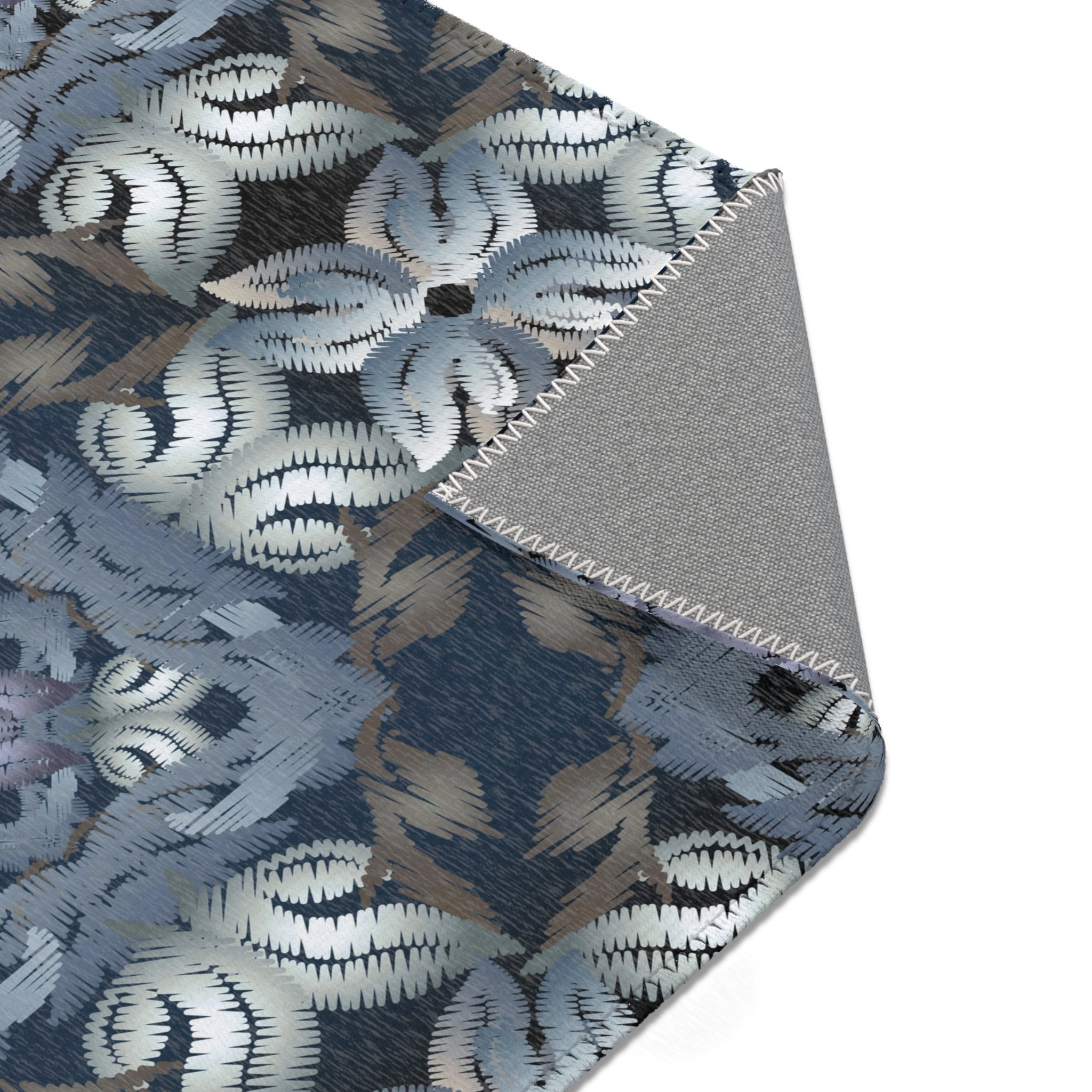 Abstract Area Rug | Moroccan Navy Blue, Silver Taupe Watercolor Artsy Rug