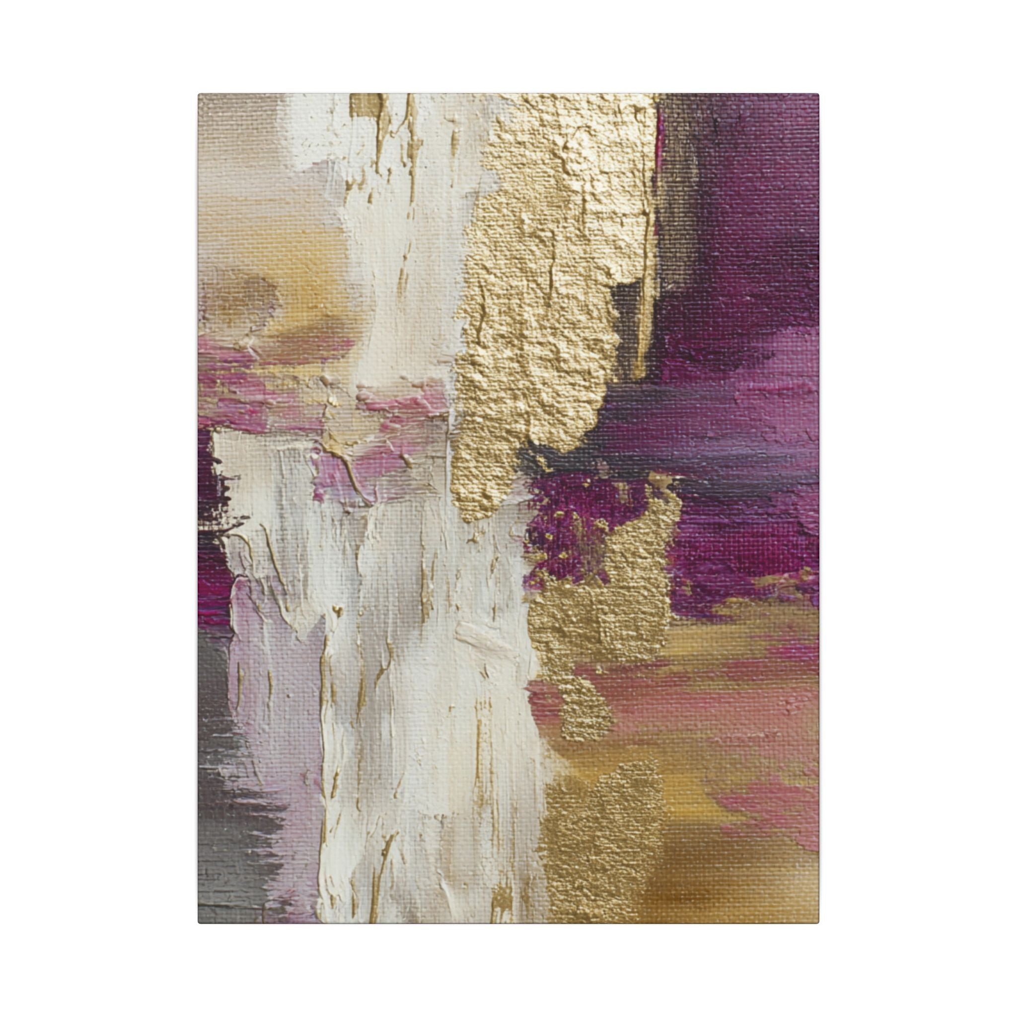 Purple & Muted Gold Abstract Canvas Wall Art – Modern Luxe Minimalist Painting Print