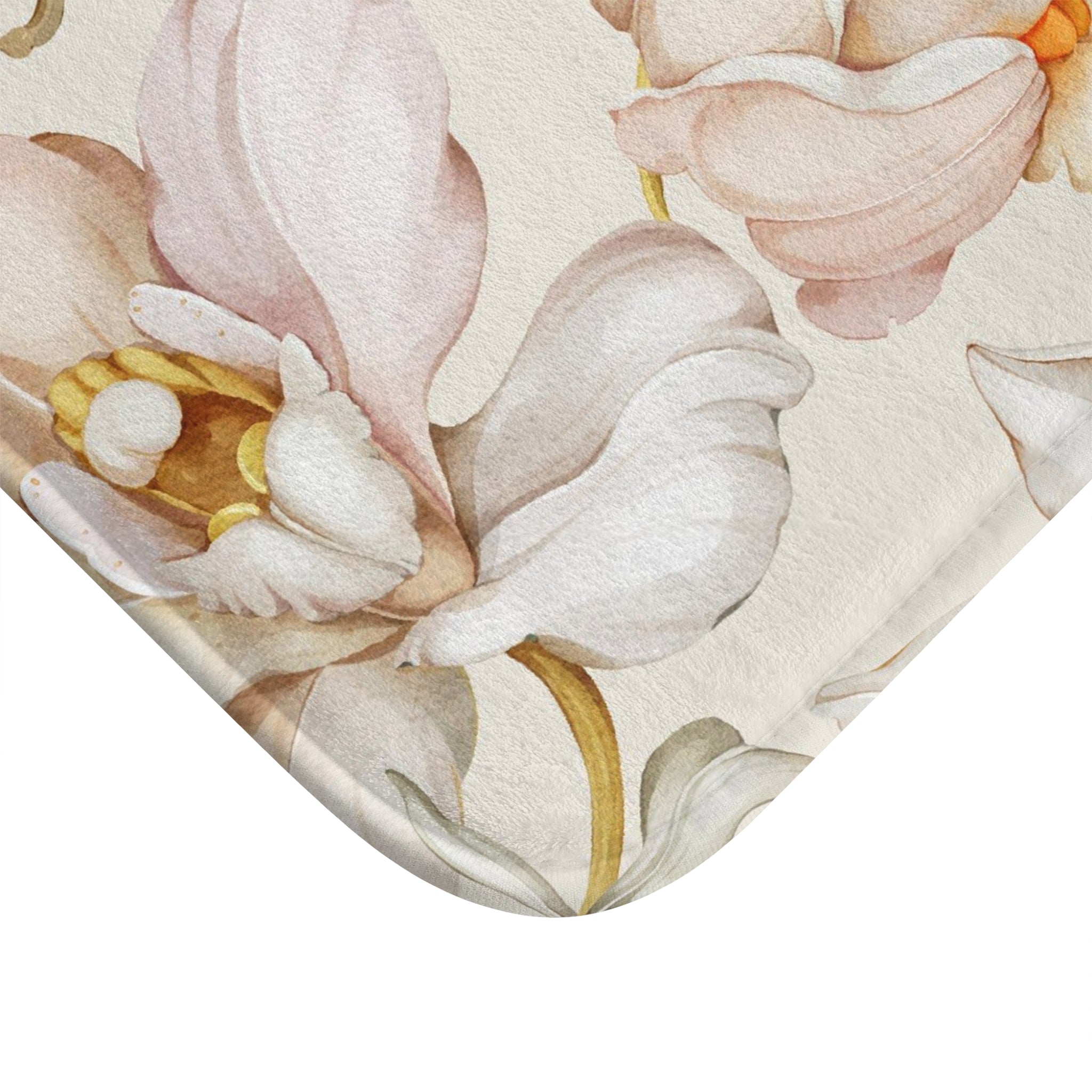 Boho Floral Bath, Kitchen Floor Mat | Orchid, Blush Beige Pink Ivory